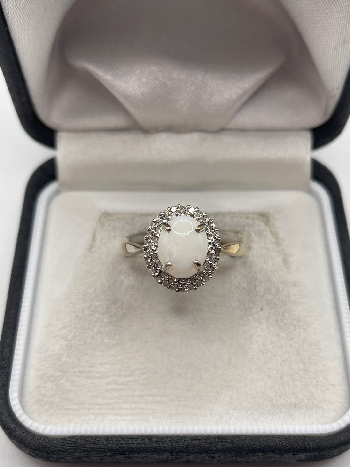 9ct gold opal and diamond ring