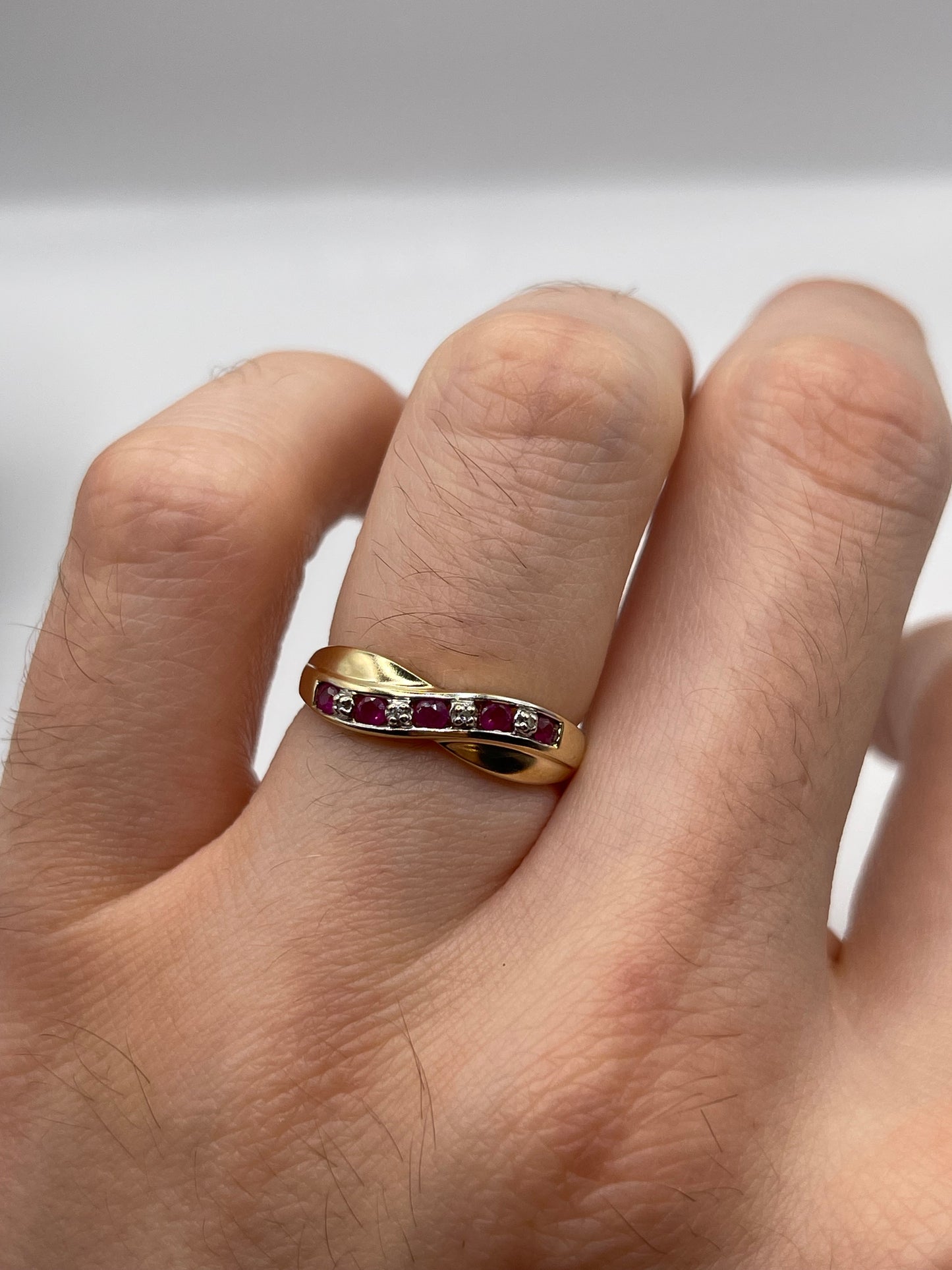9ct gold ruby and diamond ring
