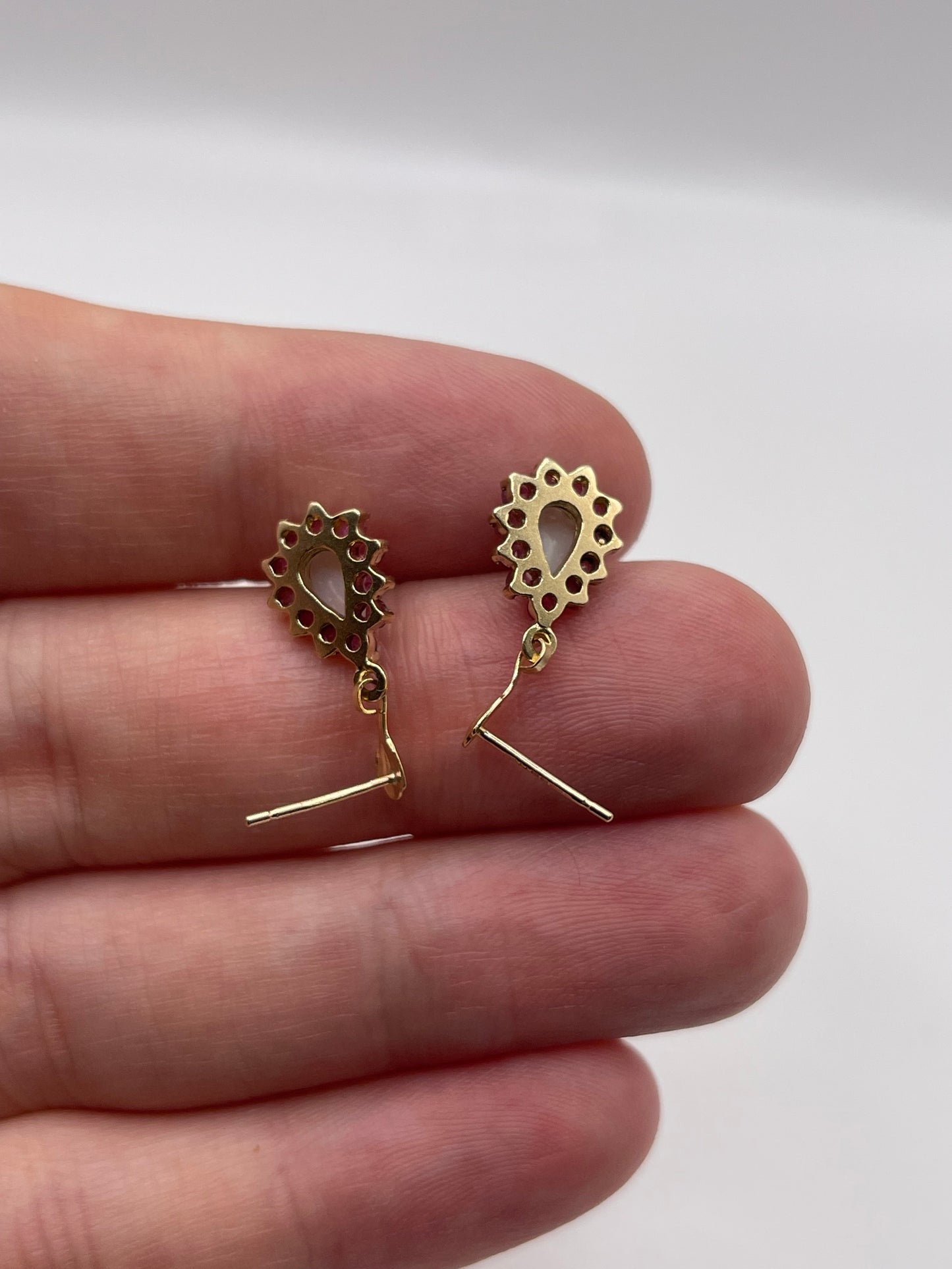 9ct gold opal and ruby earrings
