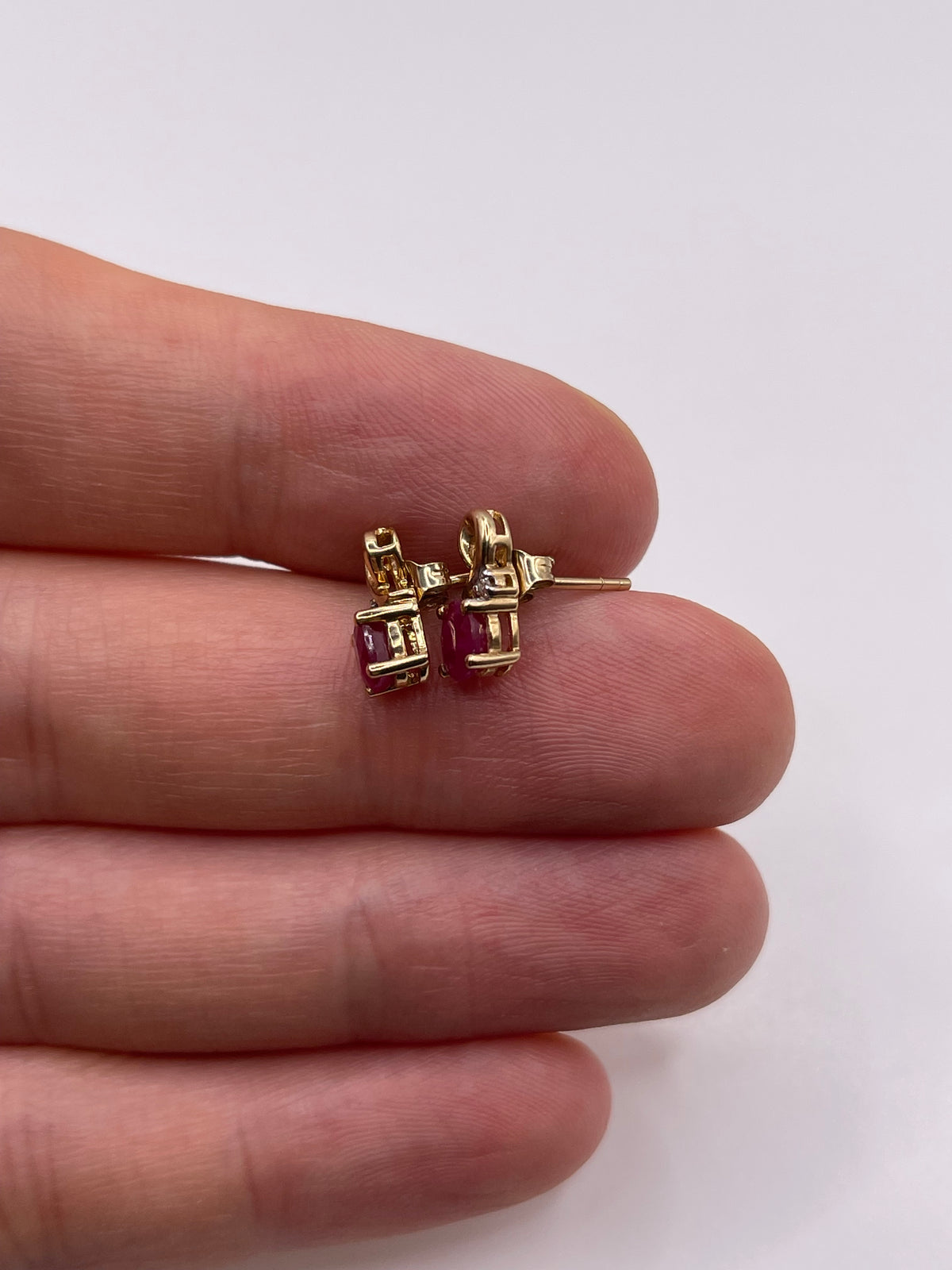 9ct gold ruby and diamond earrings