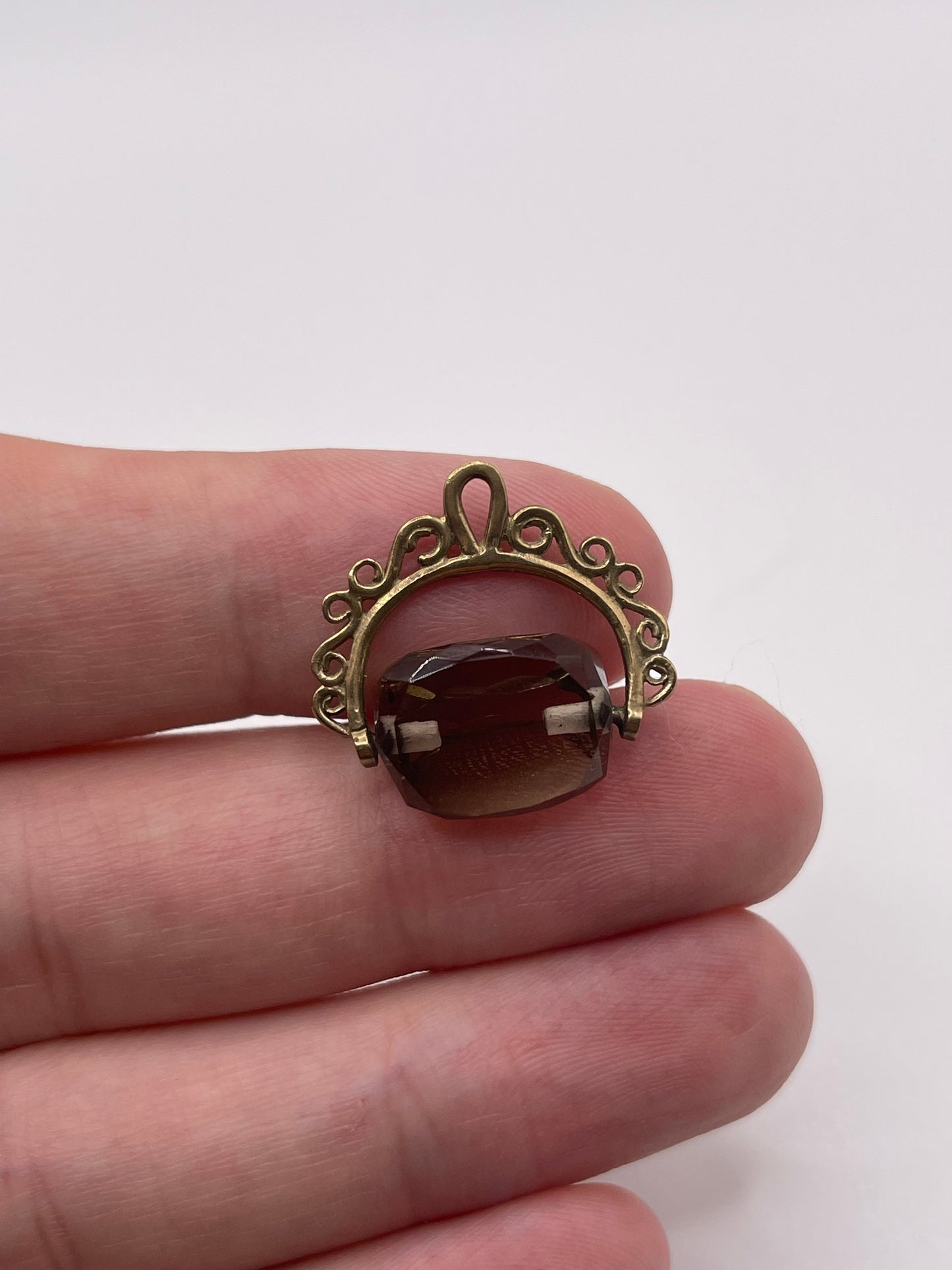 9ct gold Smokey quartz spinning fob
