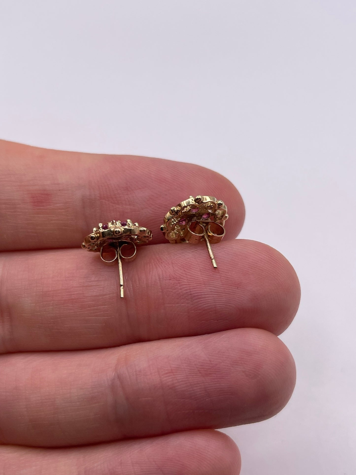 9ct gold ruby and diamond earrings