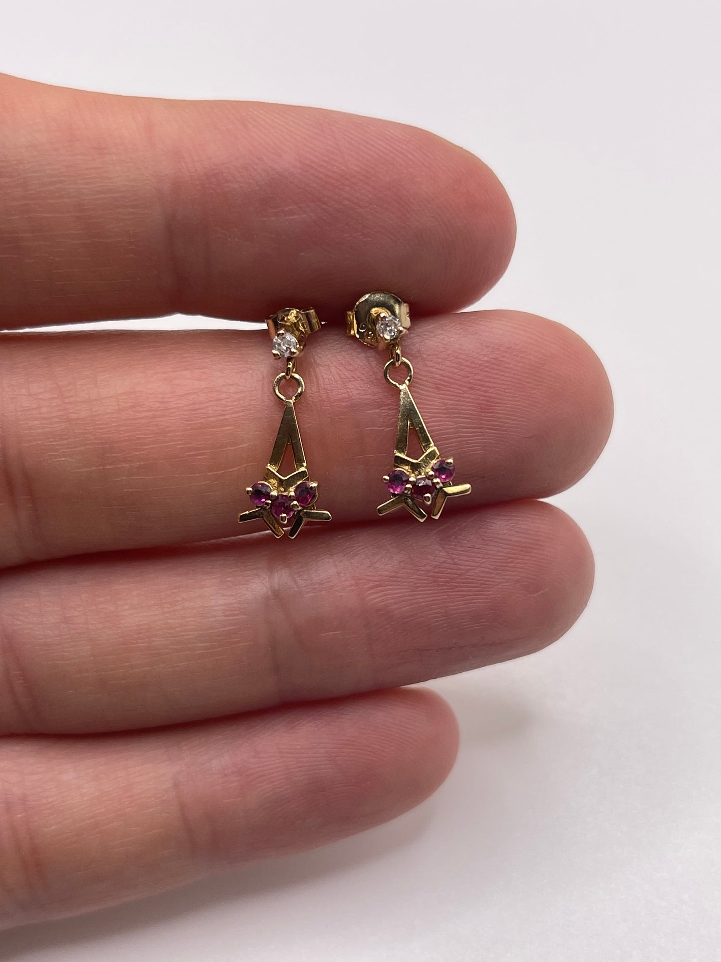 9ct gold ruby and diamond earrings
