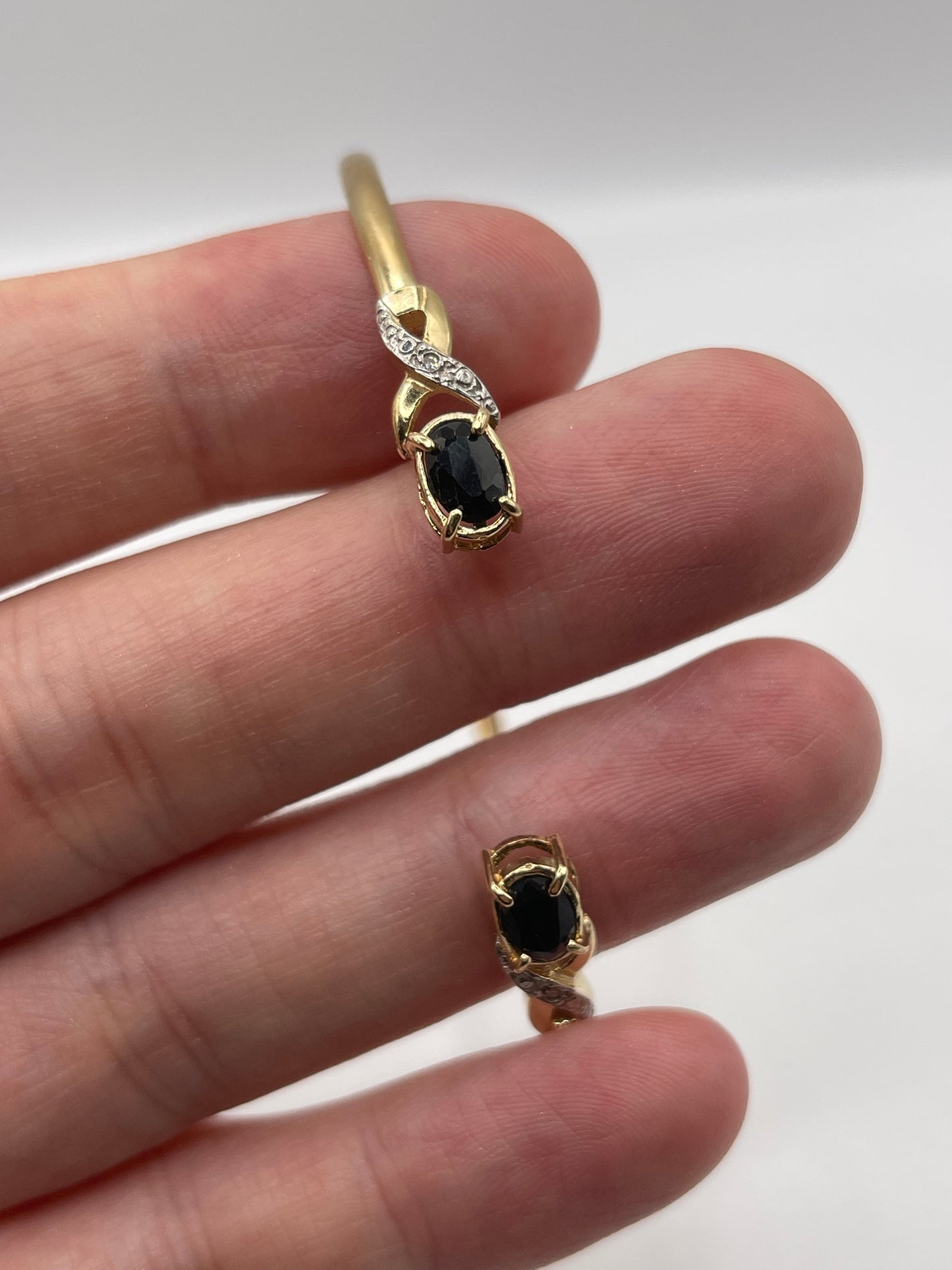 9ct gold sapphire and diamond bangle