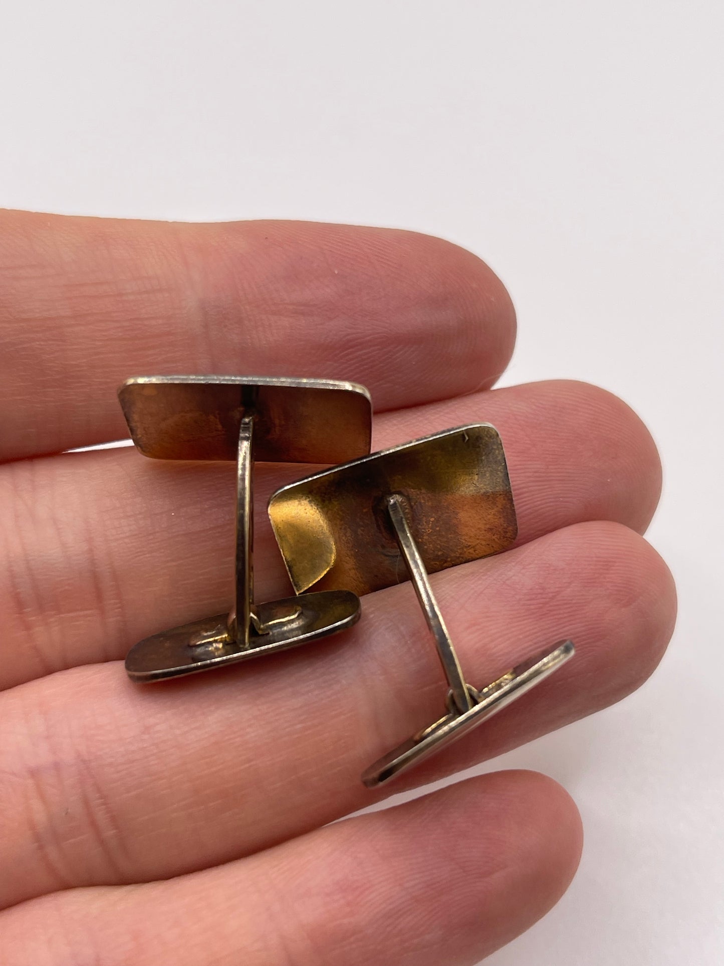 Silver enamel cufflinks