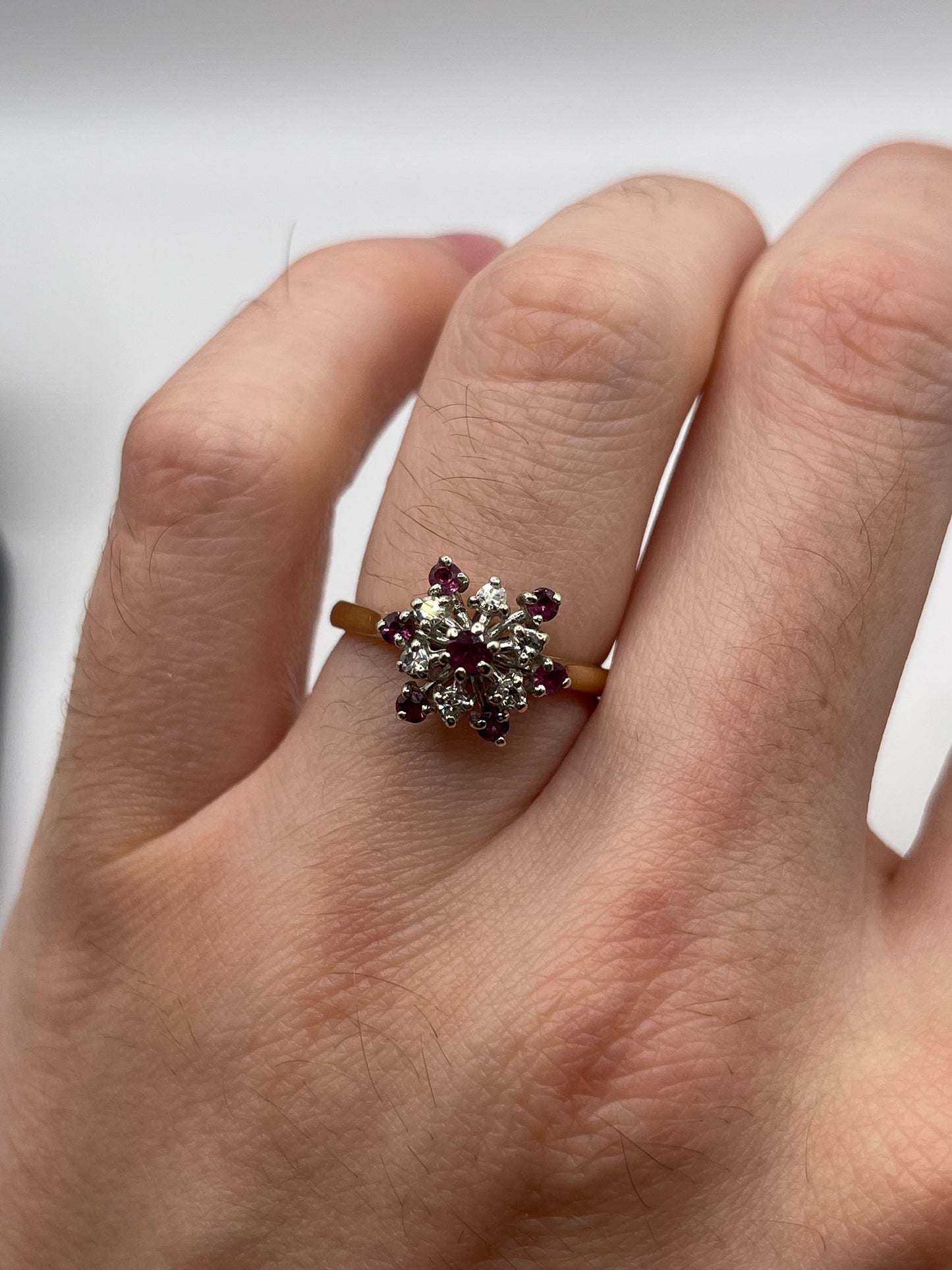 9ct gold ruby and diamond ring