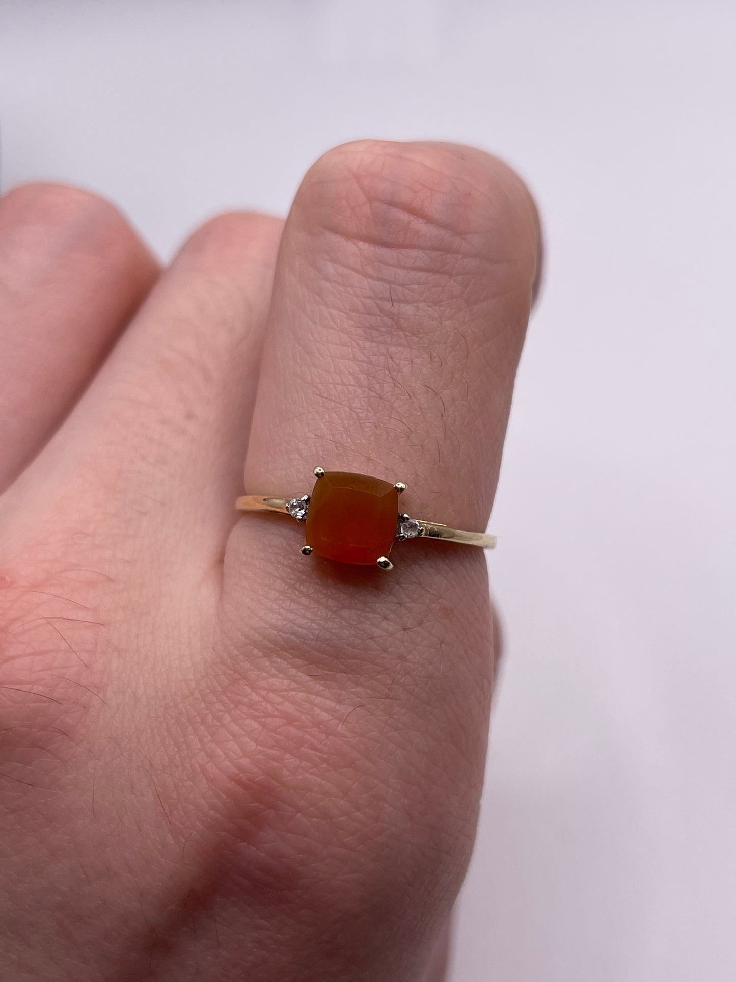 9ct gold opal and zircon ring