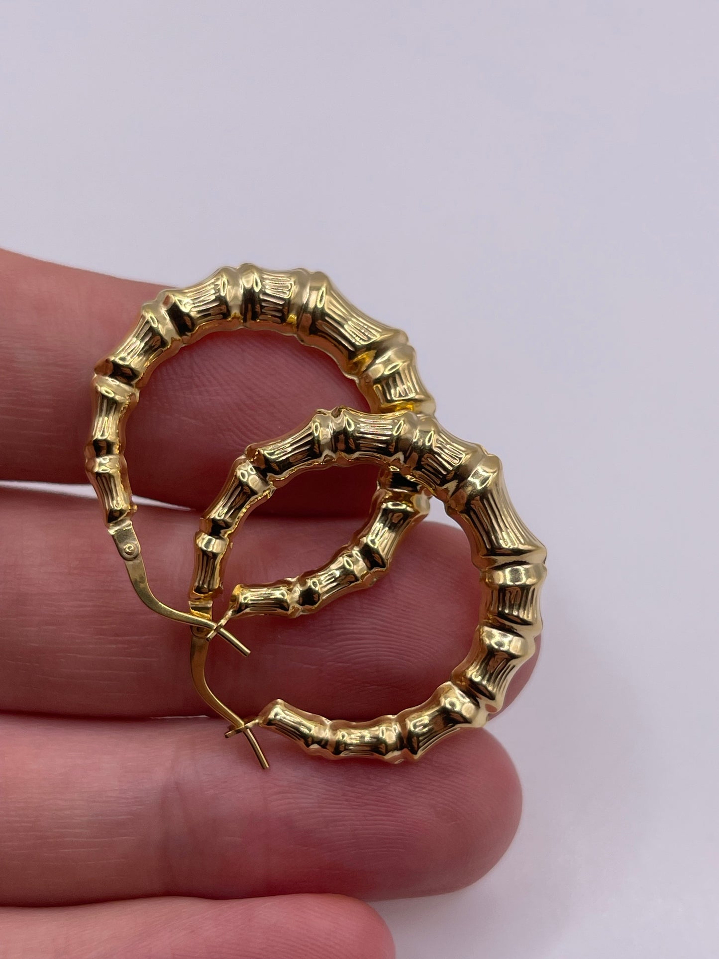 9ct gold bamboo creole earrings