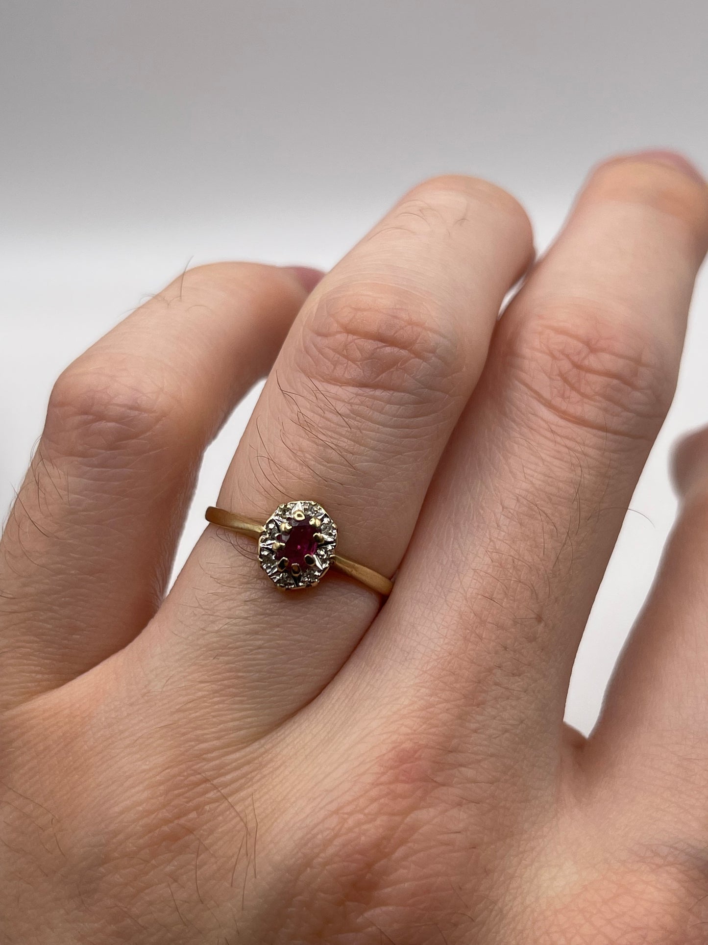 9ct gold ruby and diamond ring