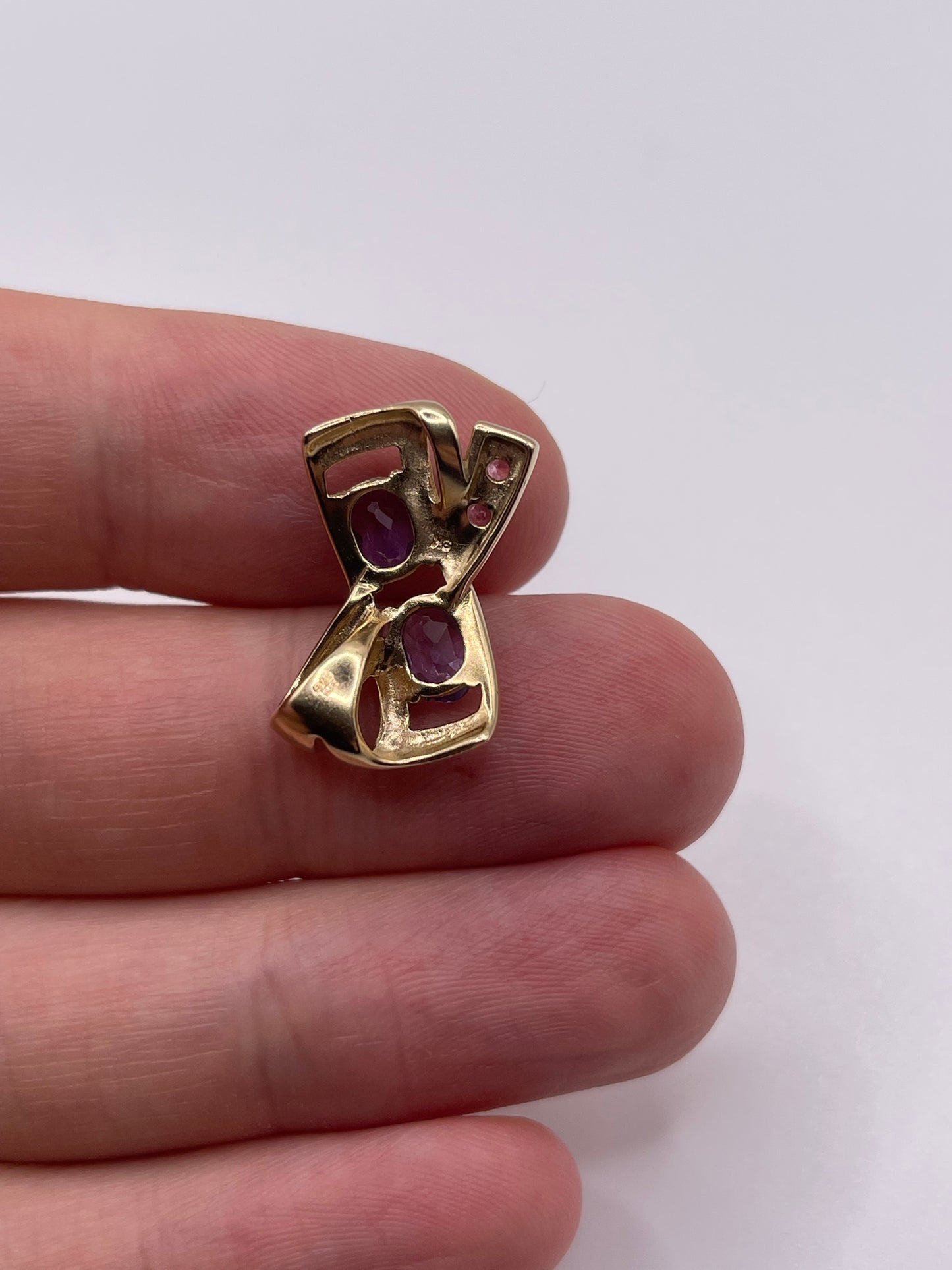 9ct gold amethyst and tourmaline pendant
