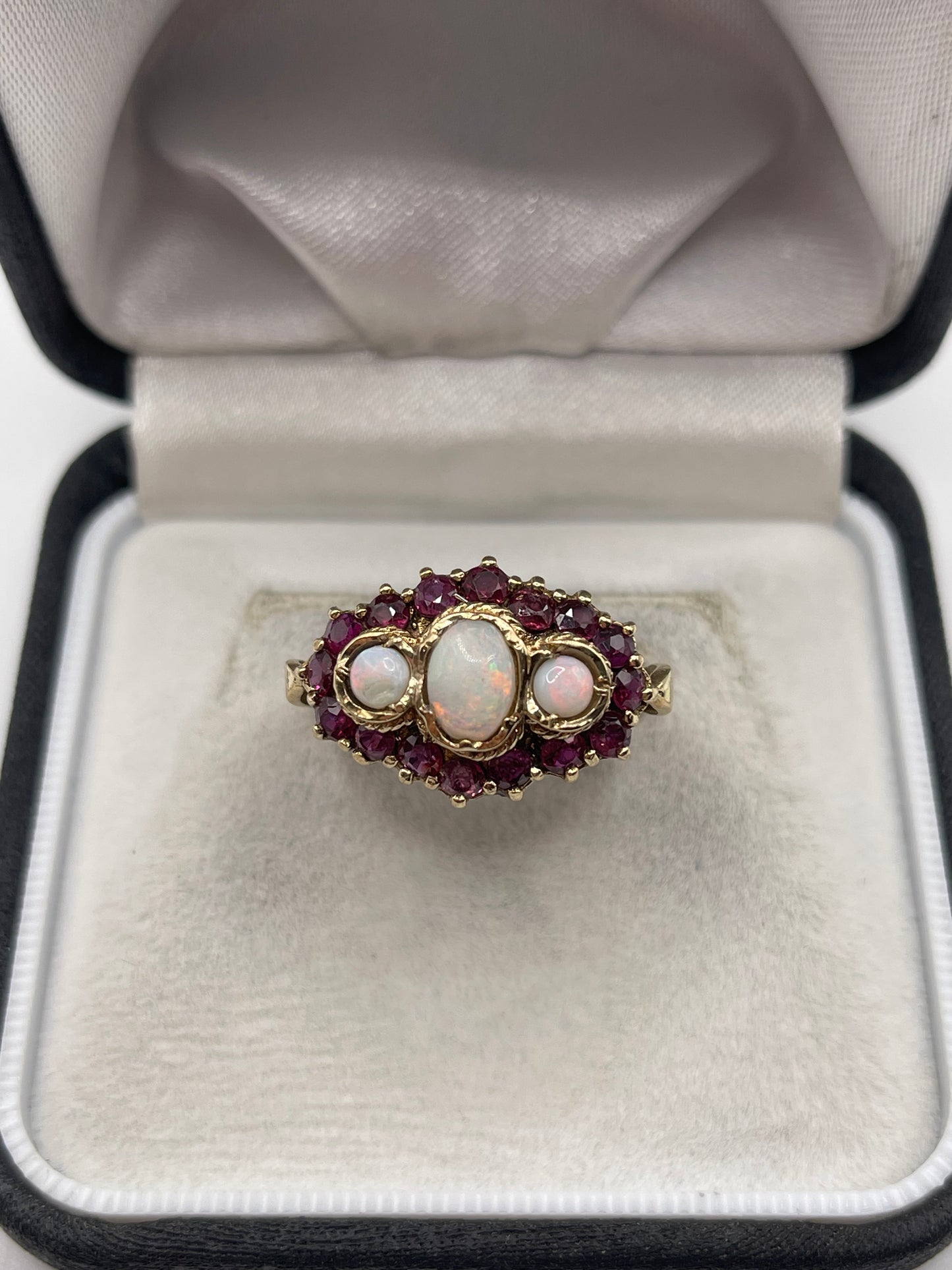 9ct gold opal and ruby ring