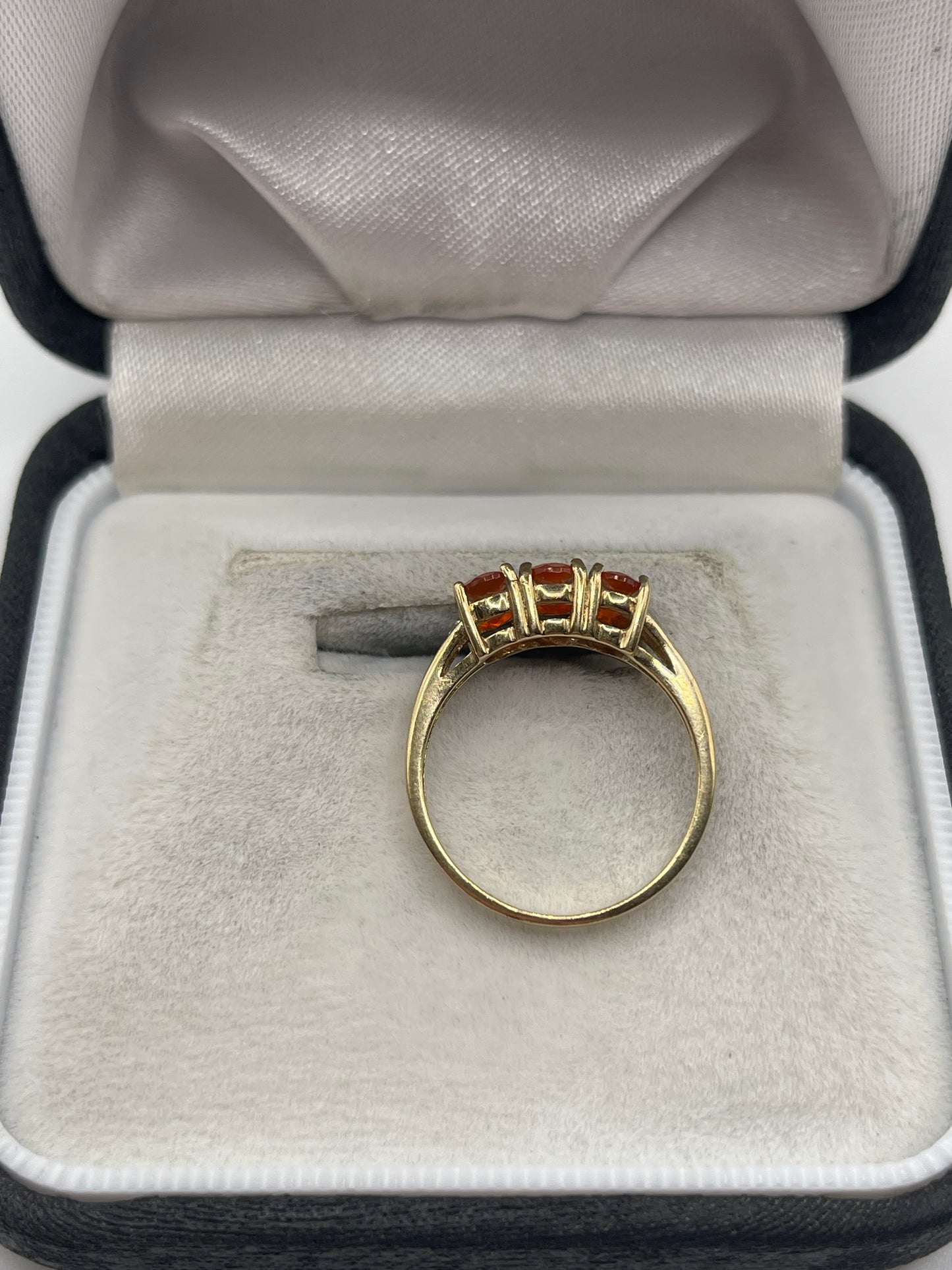 9ct gold fire opal and diamond ring