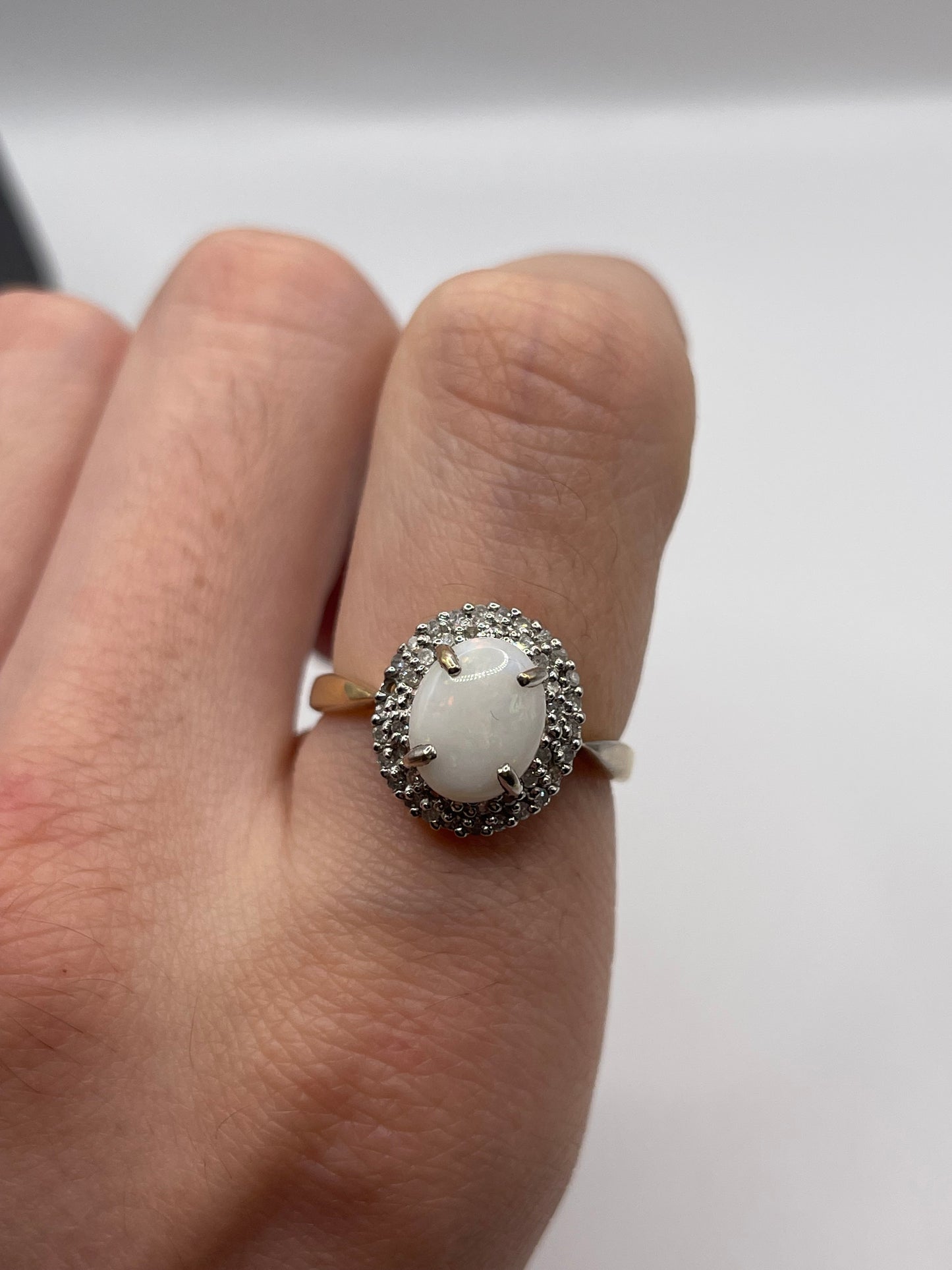 9ct gold opal and diamond ring