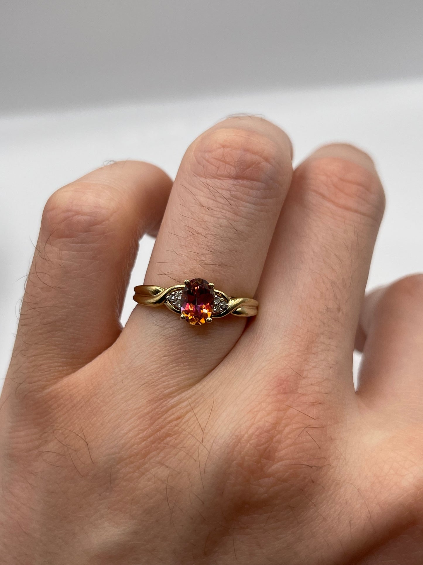 9ct gold topaz and diamond ring