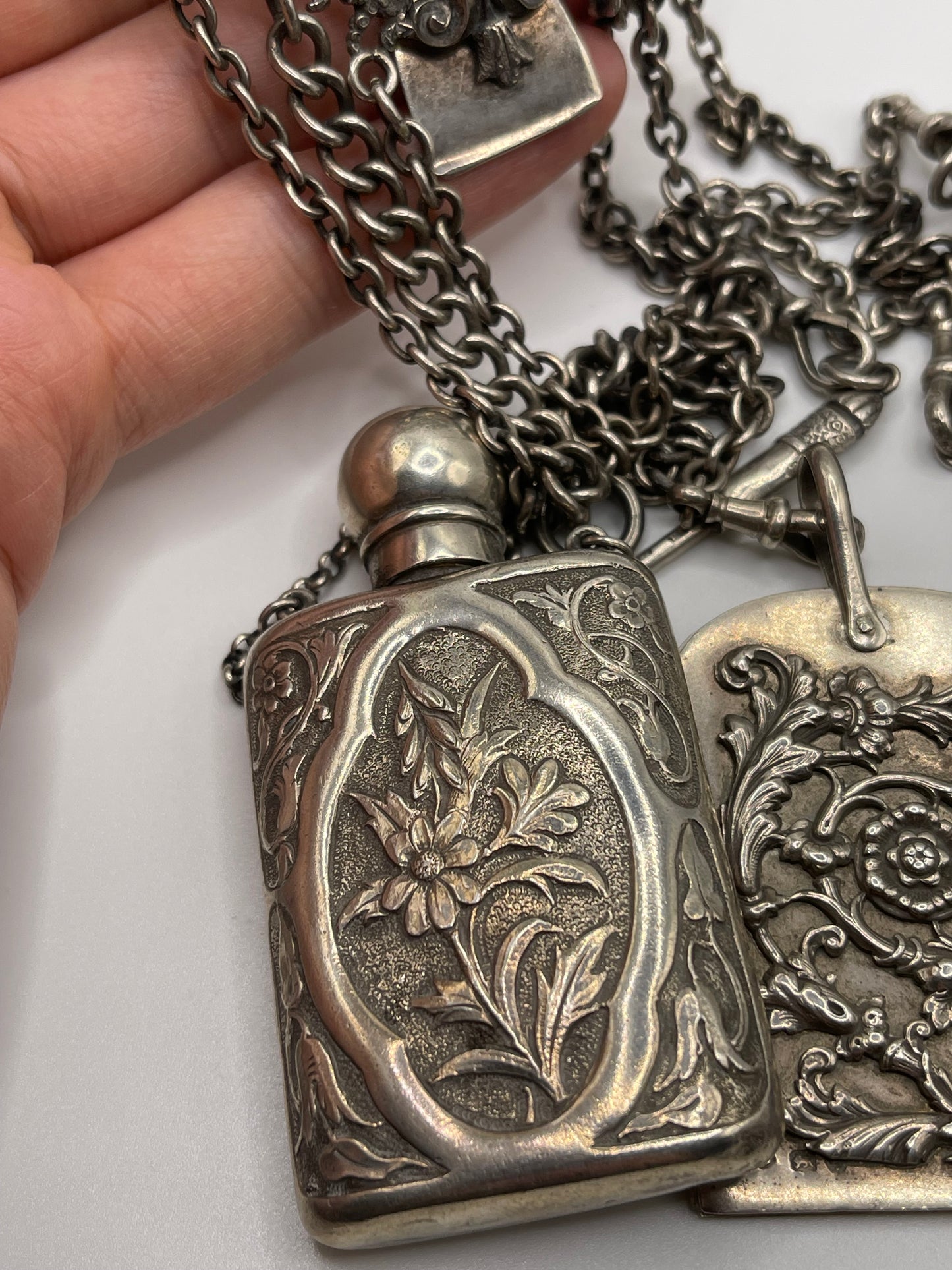 Antique Victorian silver chatelaine