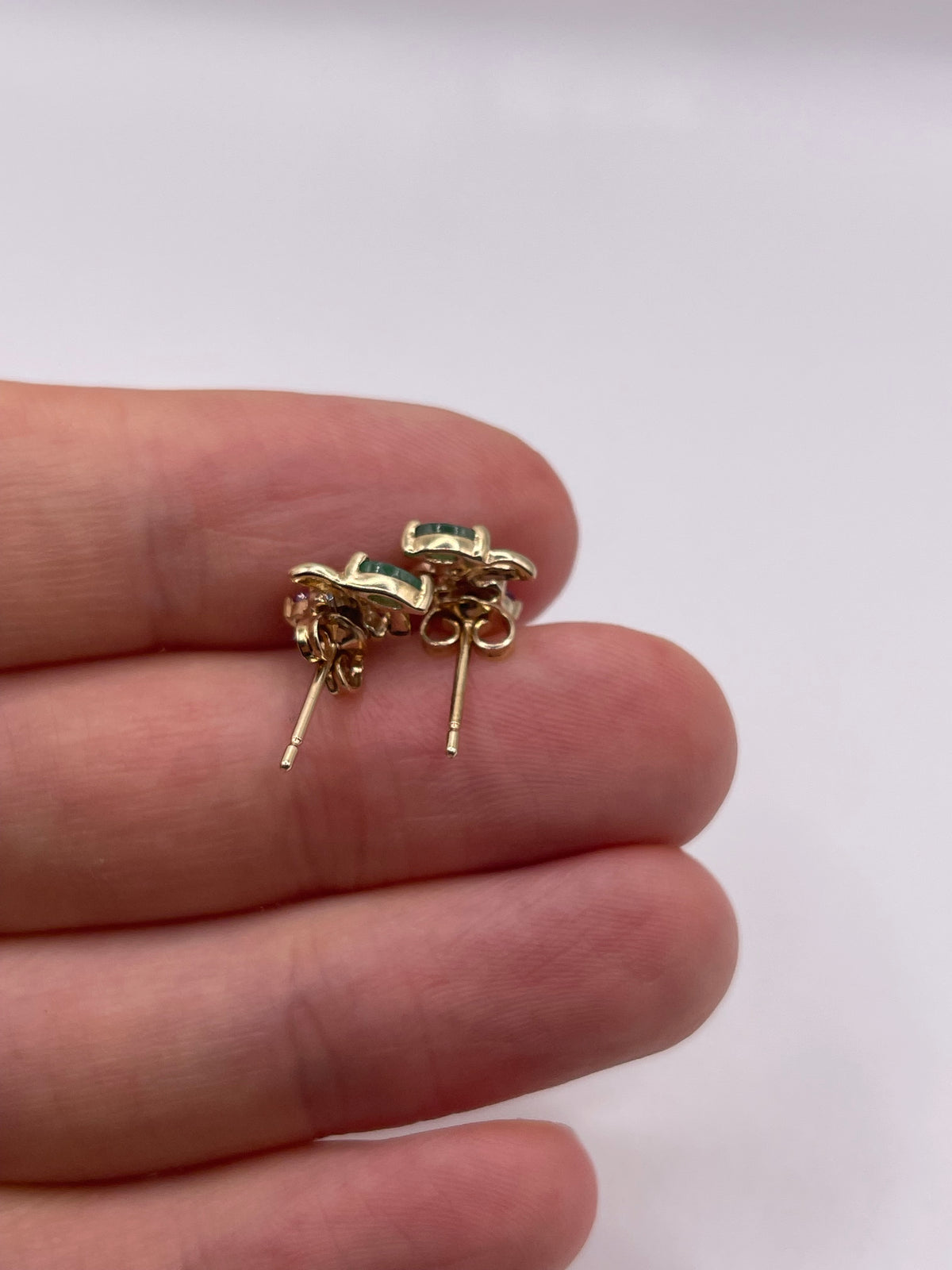 9ct gold ruby and emerald earrings