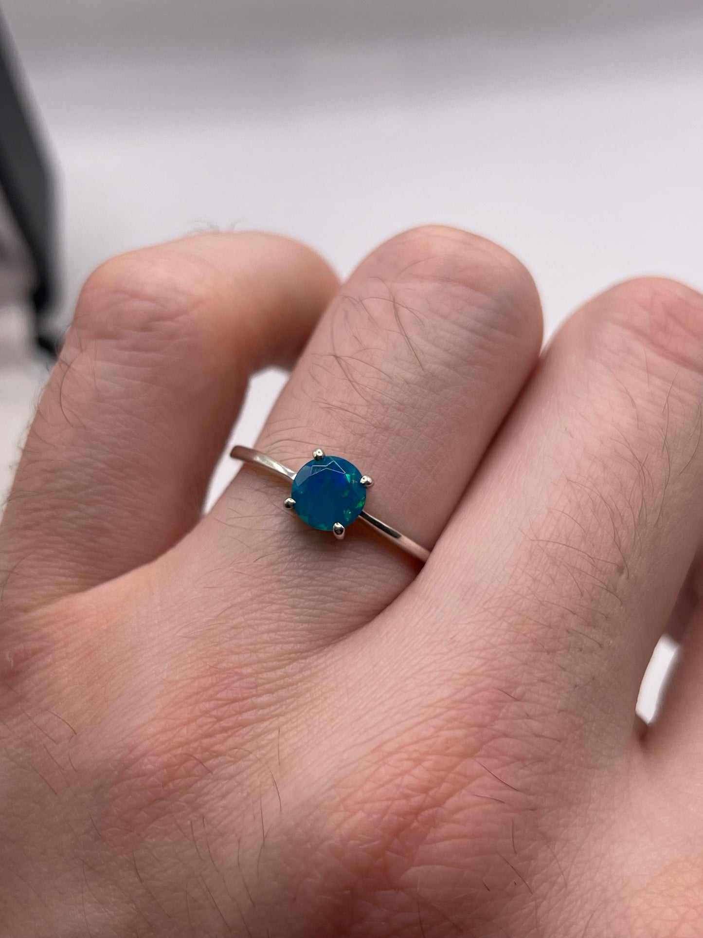 Silver gemstone ring