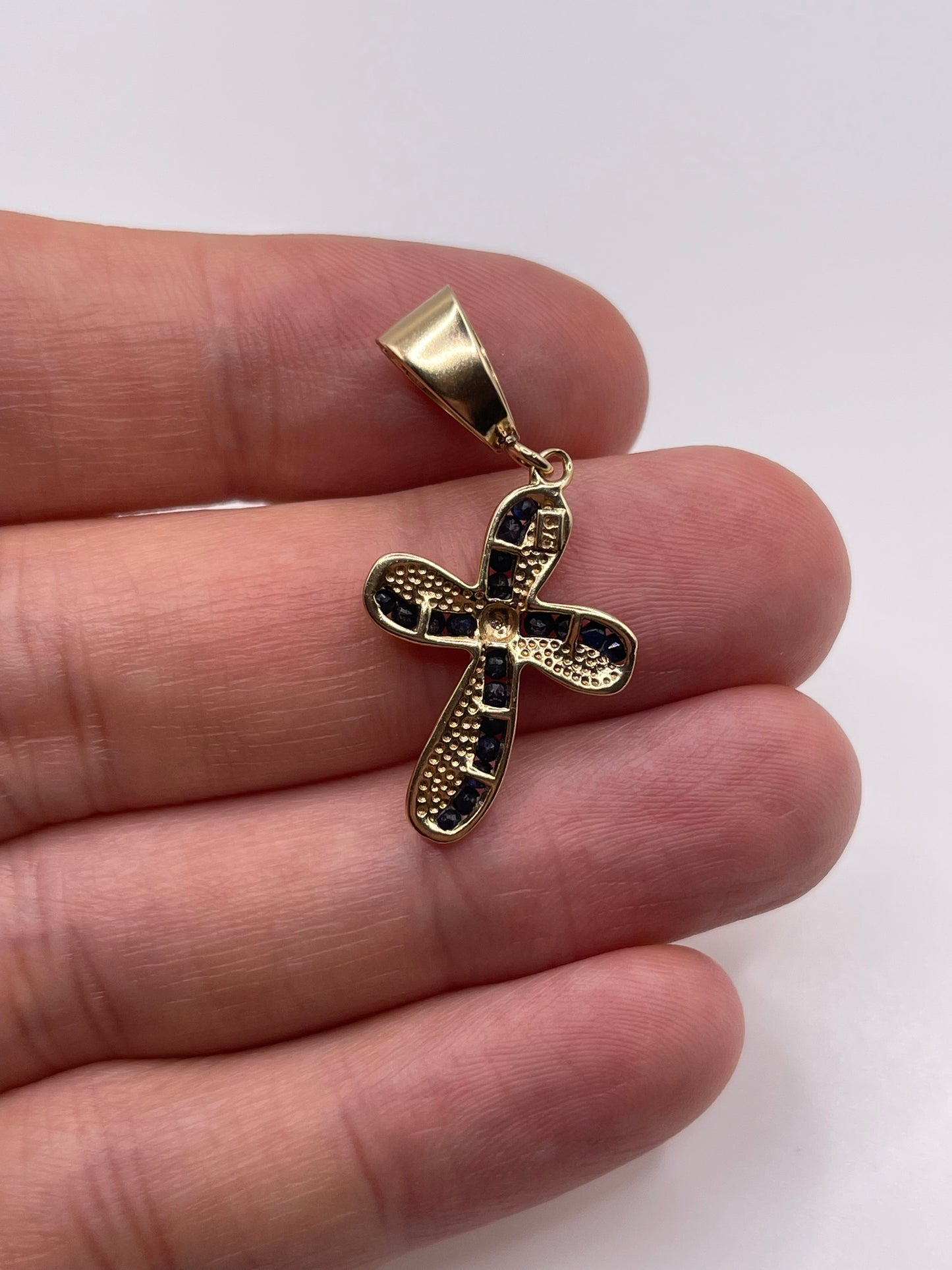 9ct gold sapphire and diamond cross pendant