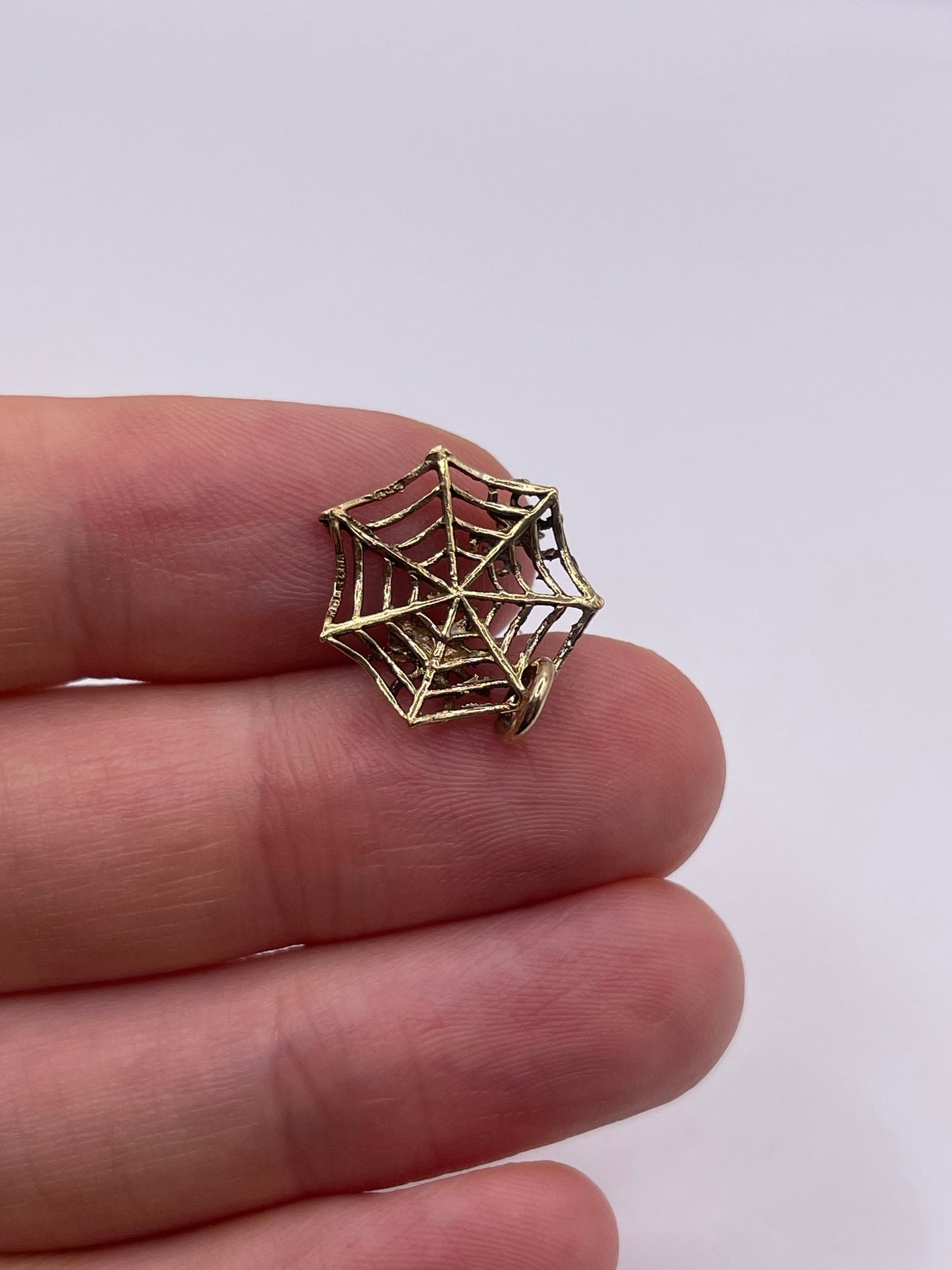 9ct gold spiders web charm