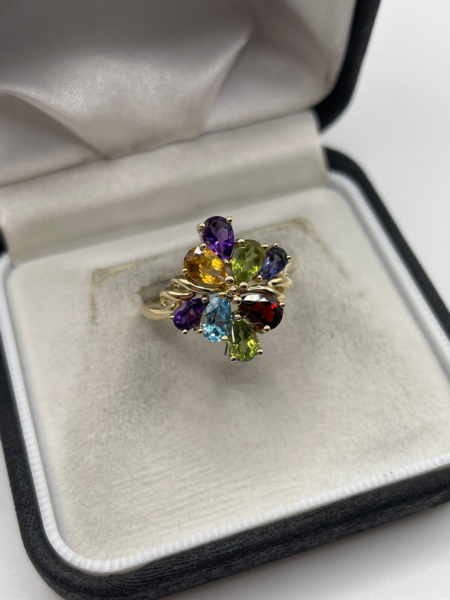 9ct gold multi gemstone ring