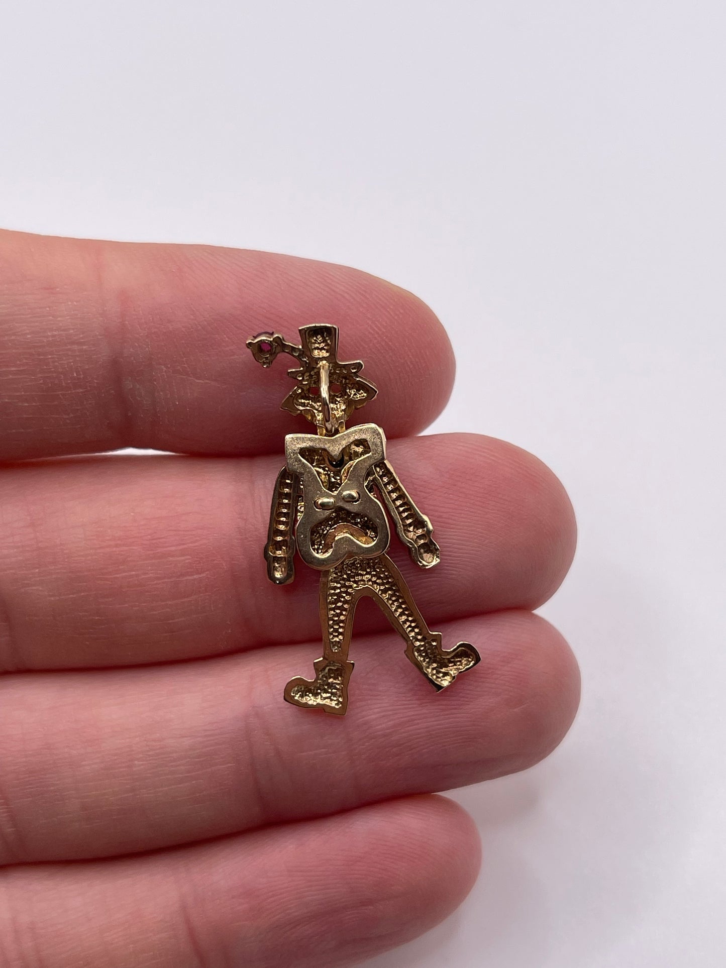9ct gold ruby and sapphire clown pendant
