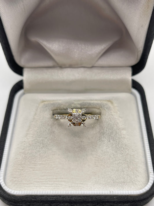 9ct gold diamond cluster ring