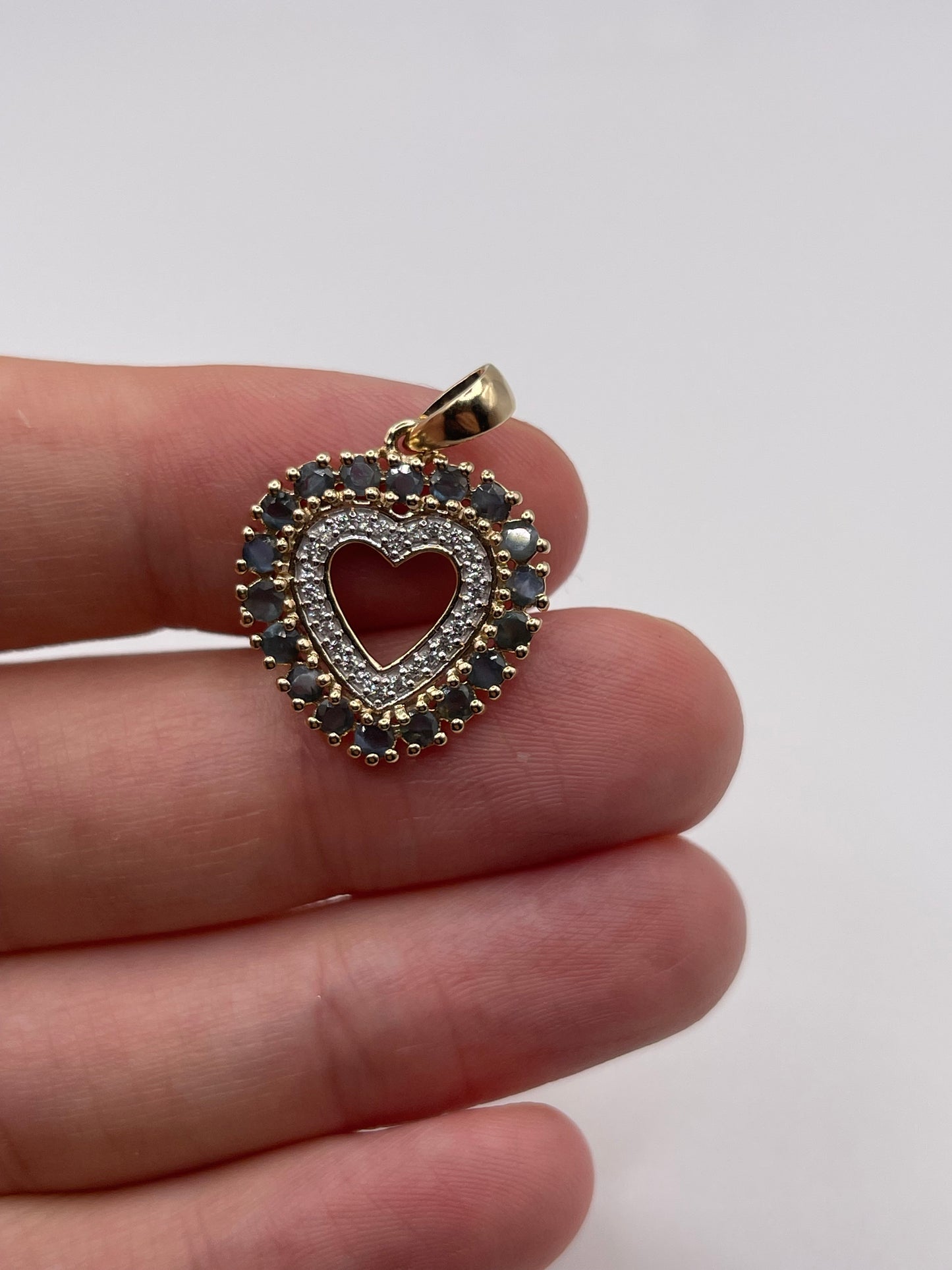 9ct gold alexandrite and diamond heart pendant