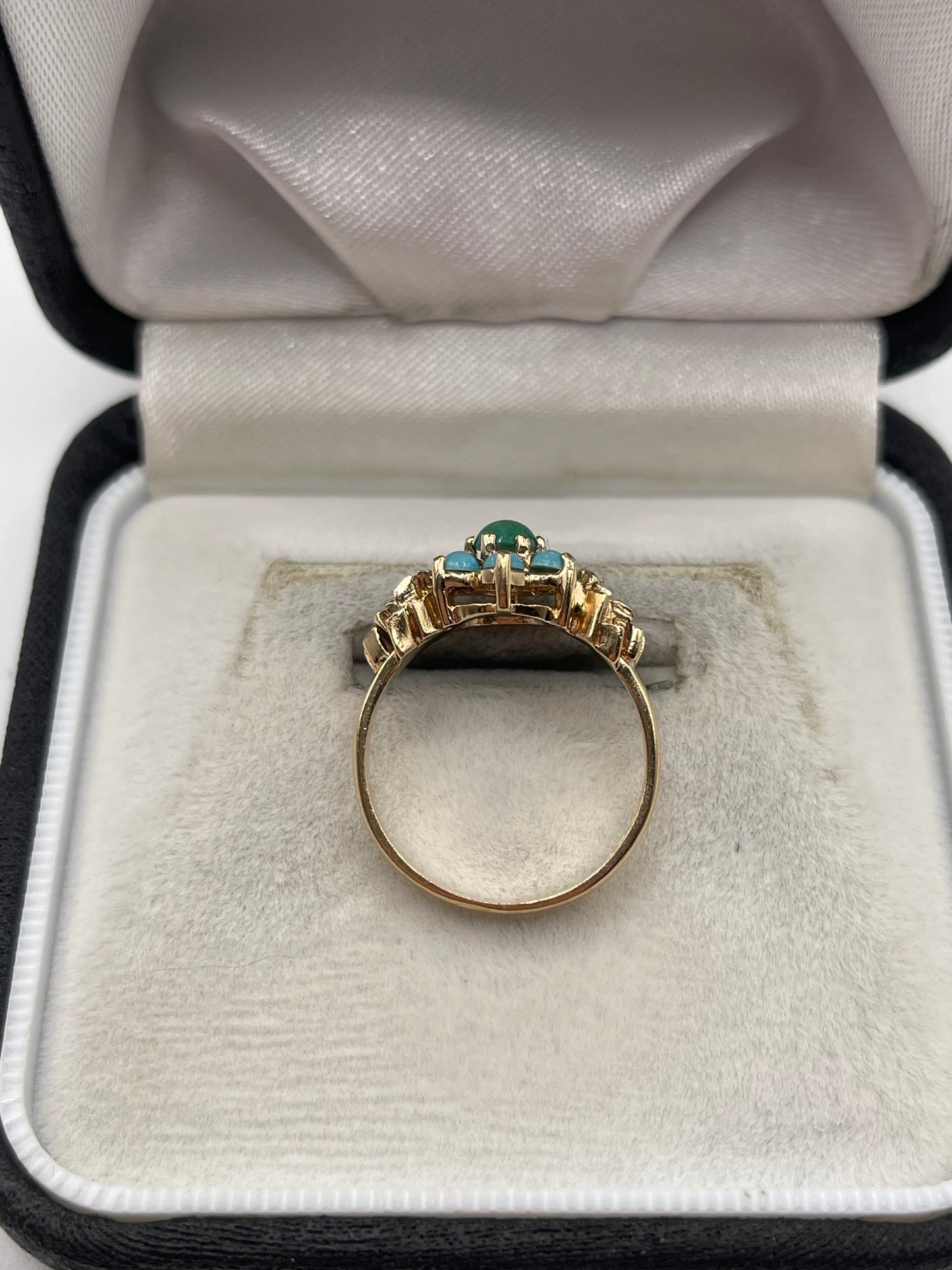 9ct gold turquoise cluster ring
