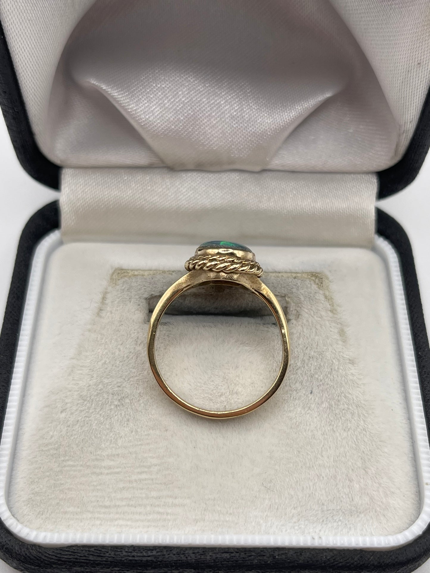 9ct gold black opal ring