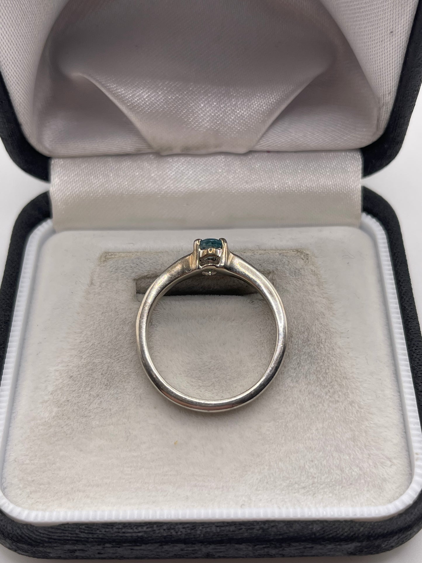 Silver blue zircon ring
