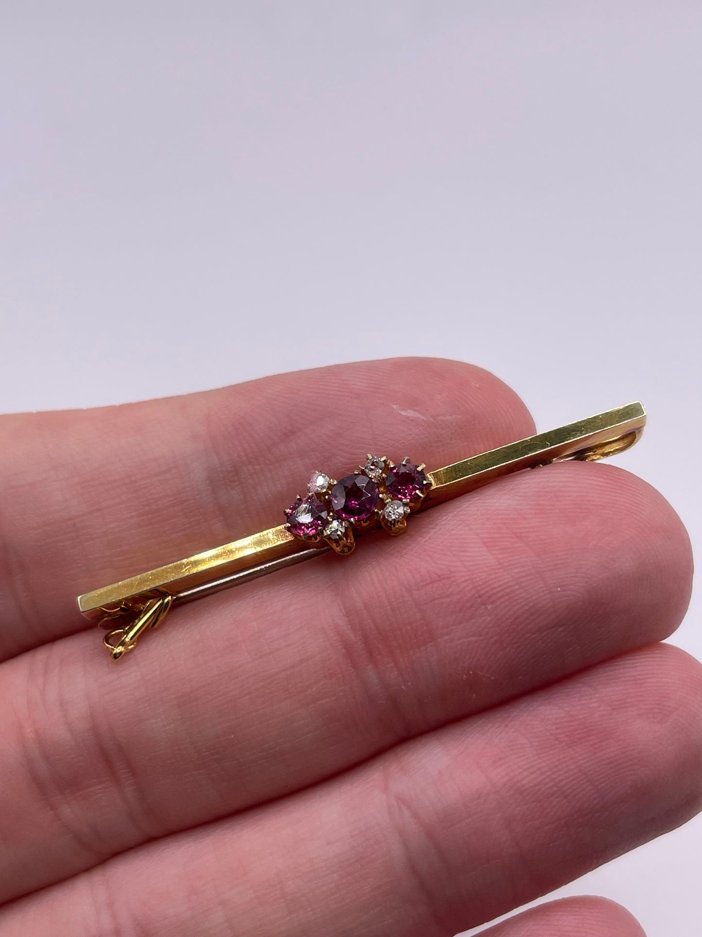 Antique 15ct gold ruby and diamond brooch