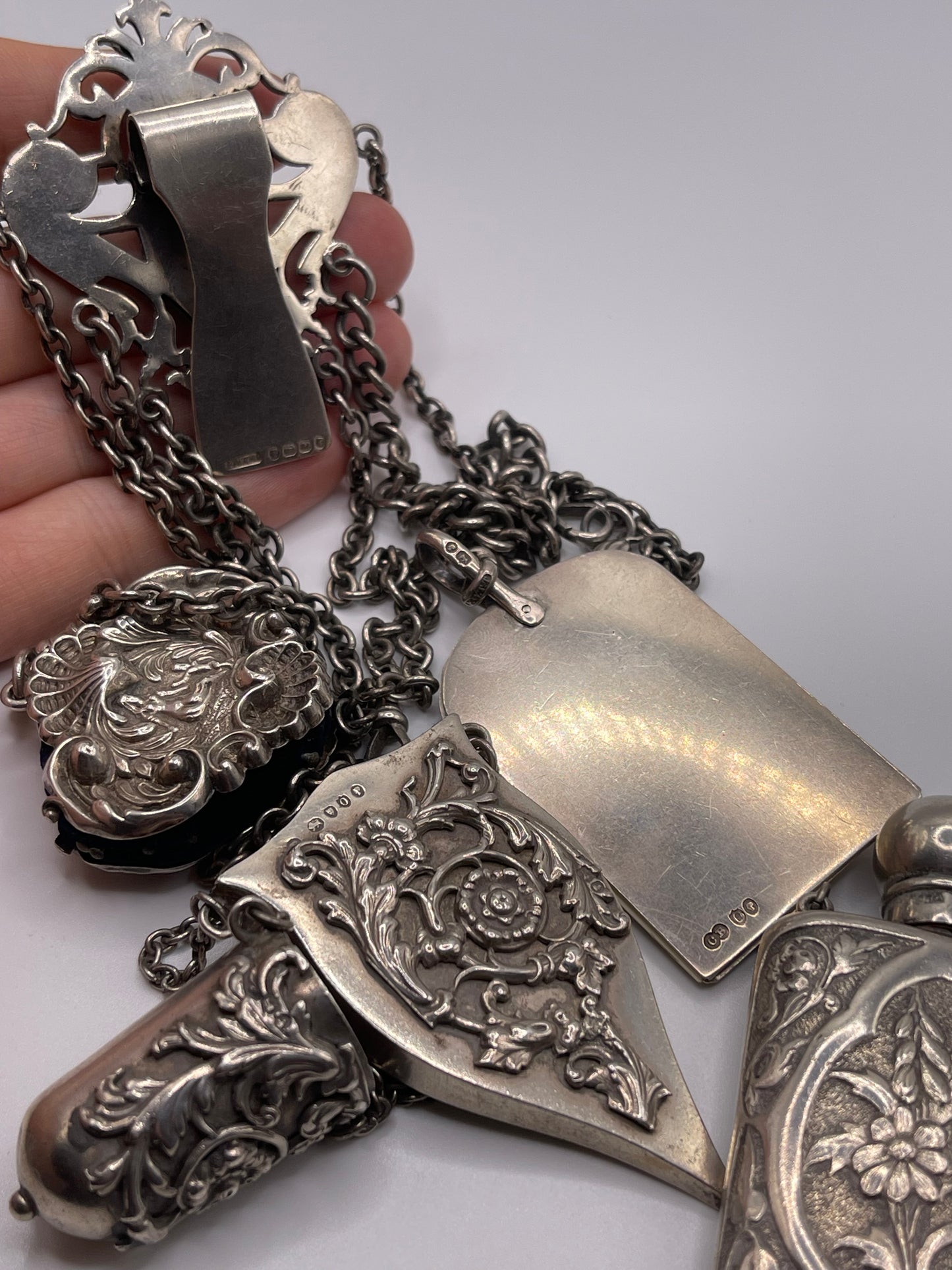 Antique Victorian silver chatelaine