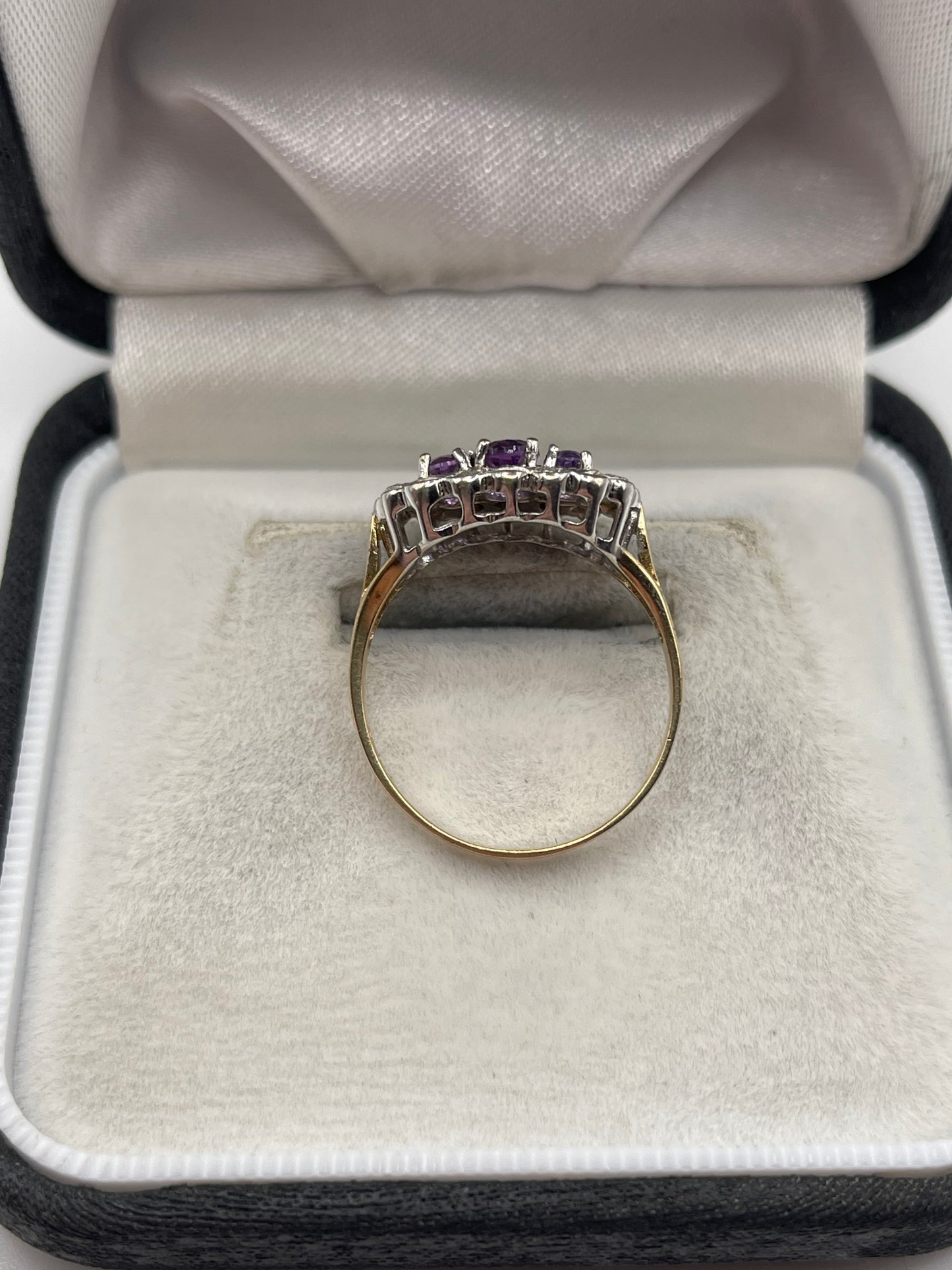 9ct gold amethyst and diamond ring