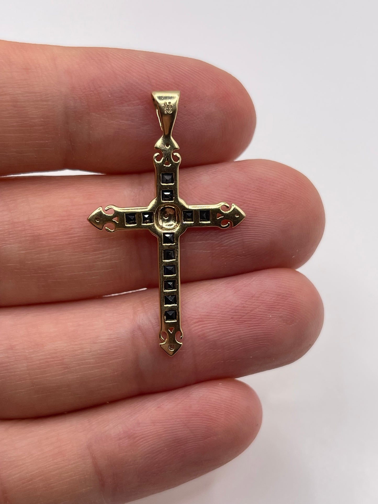9ct gold sapphire and diamond cross pendant