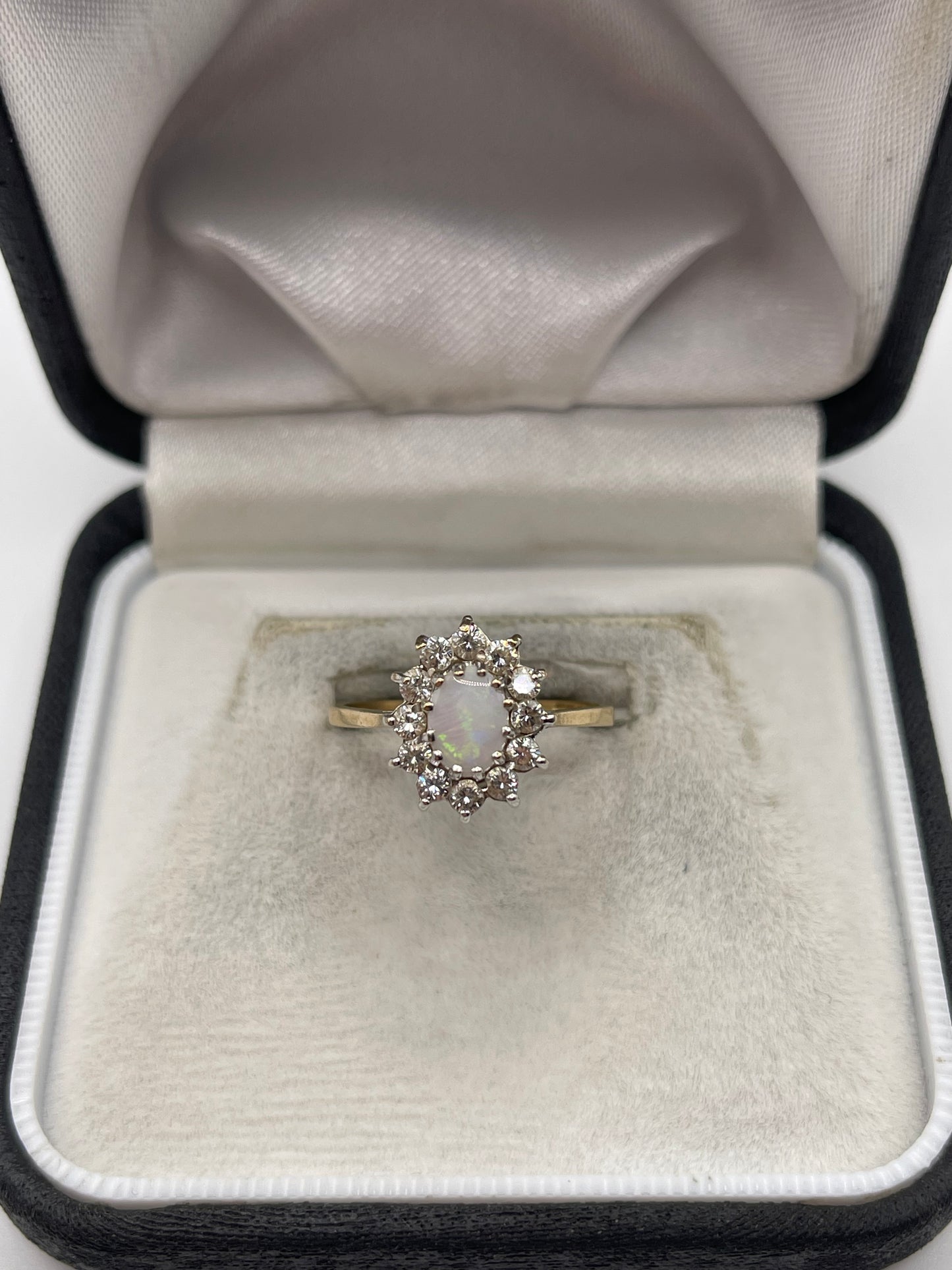 9ct gold opal and cz ring