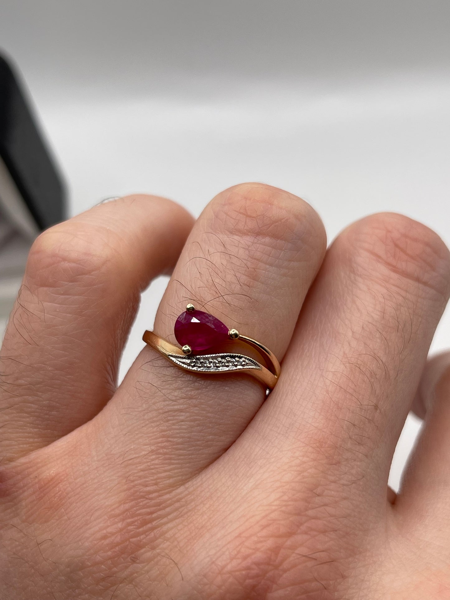 14ct rose gold ruby and diamond ring