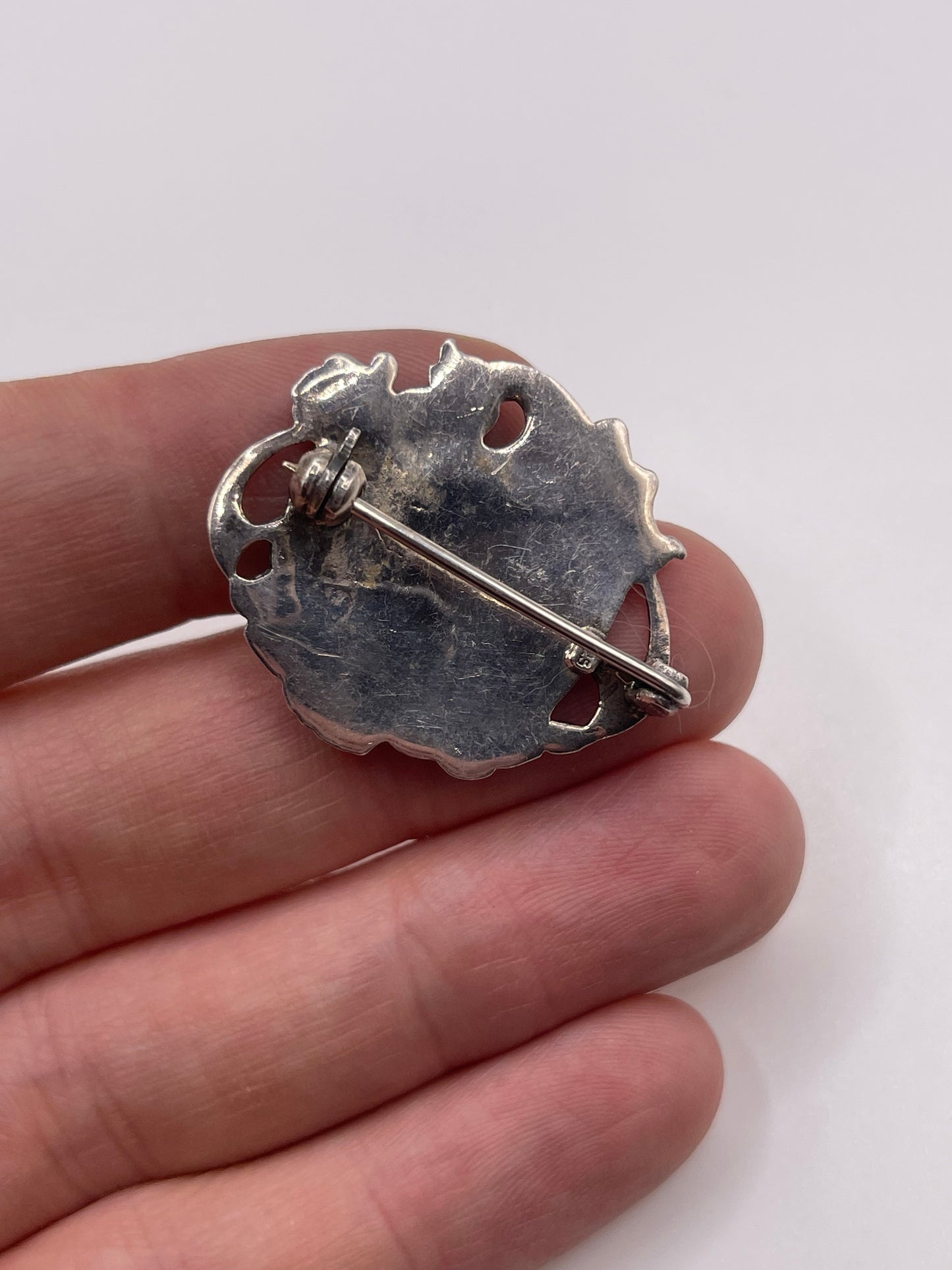Silver and enamel brooch