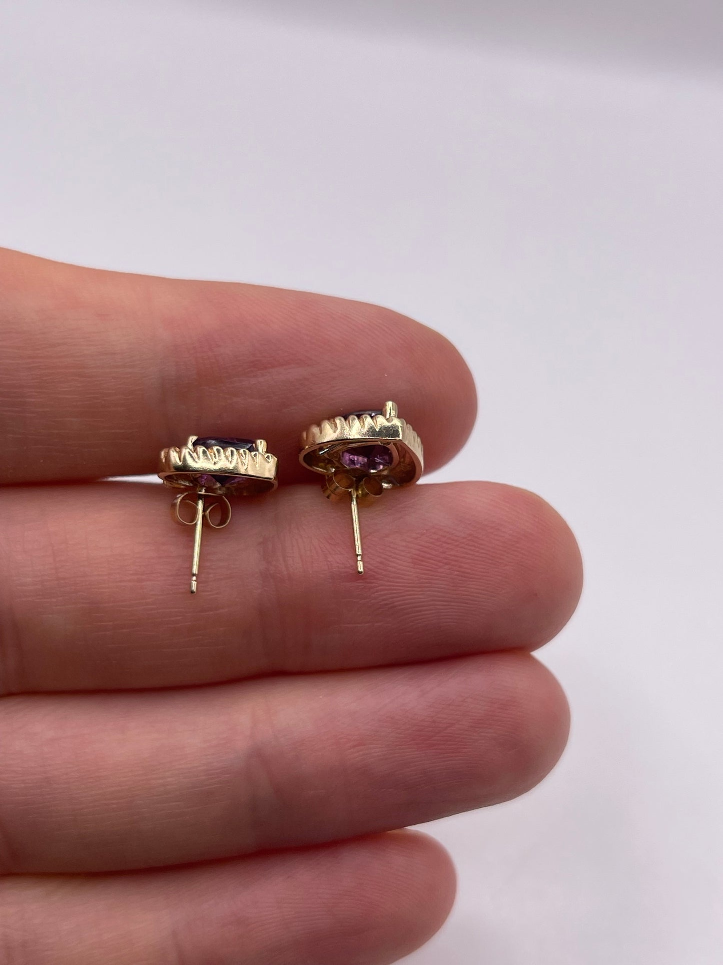 9ct gold amethyst and diamond earrings