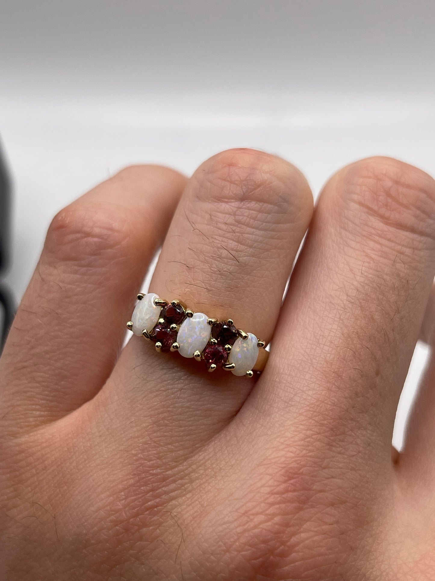 9ct gold opal and tourmaline ring