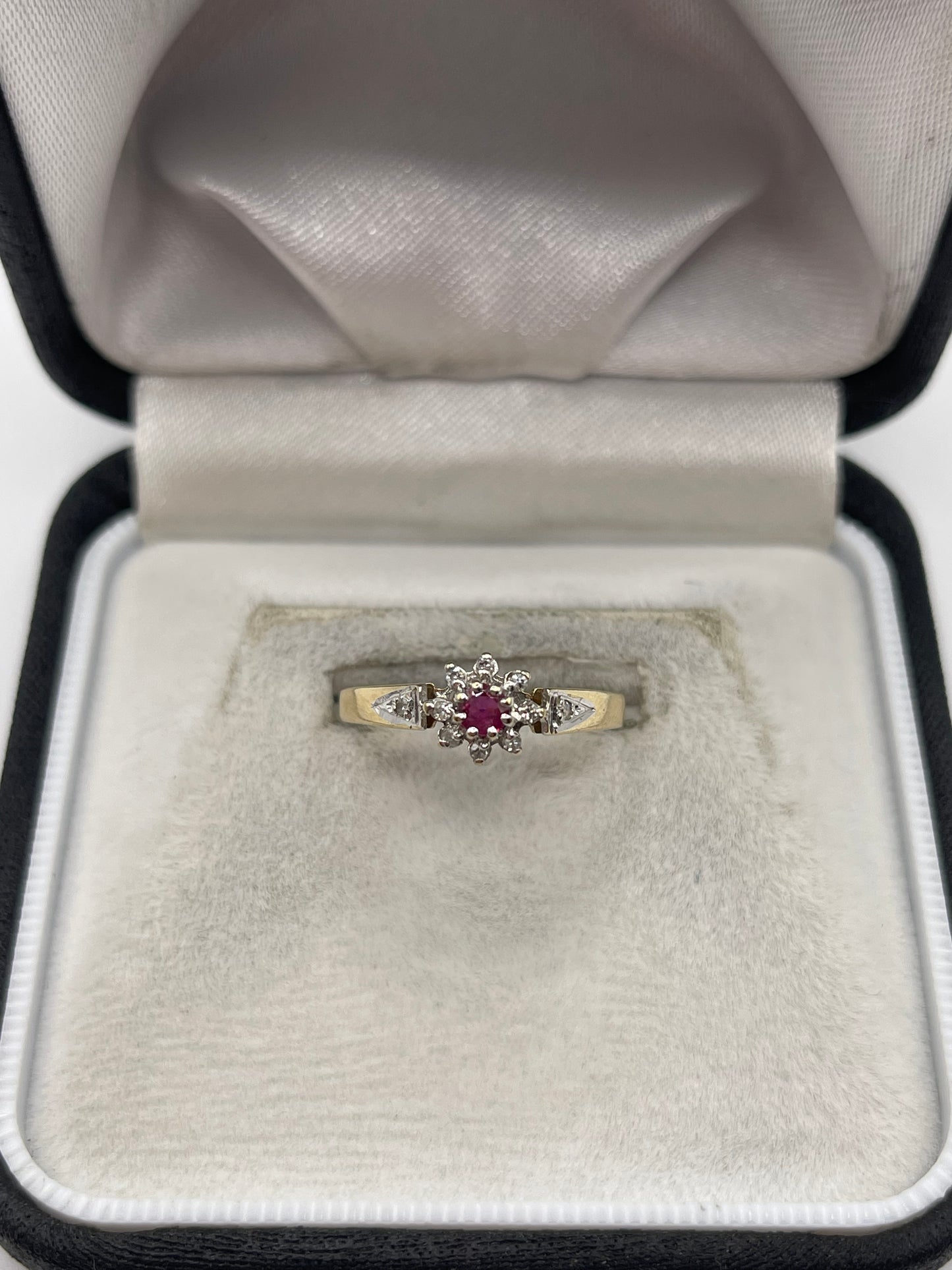 9ct gold ruby and diamond ring