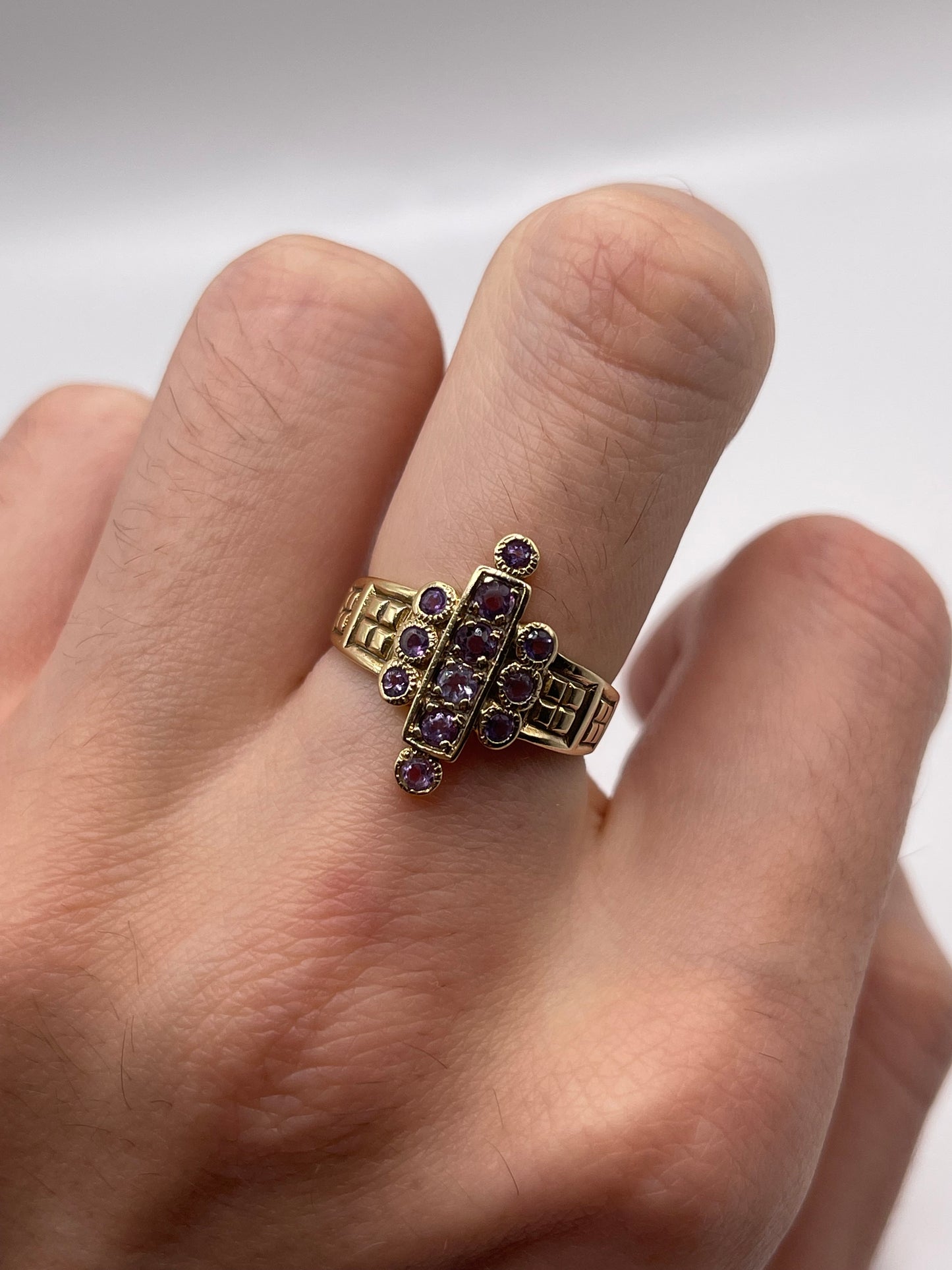 9ct gold amethyst cluster ring