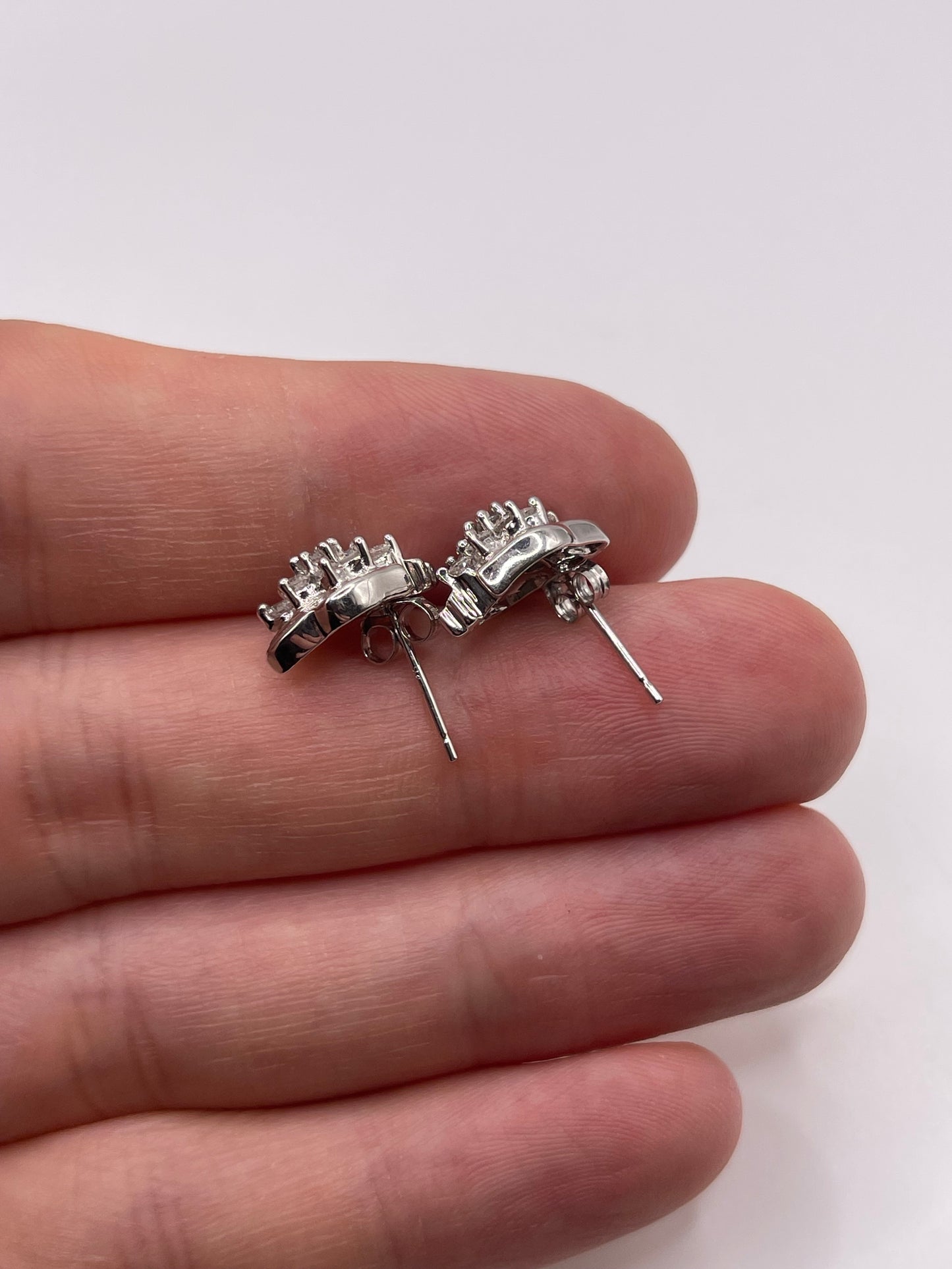 9ct white gold diamond cluster earrings