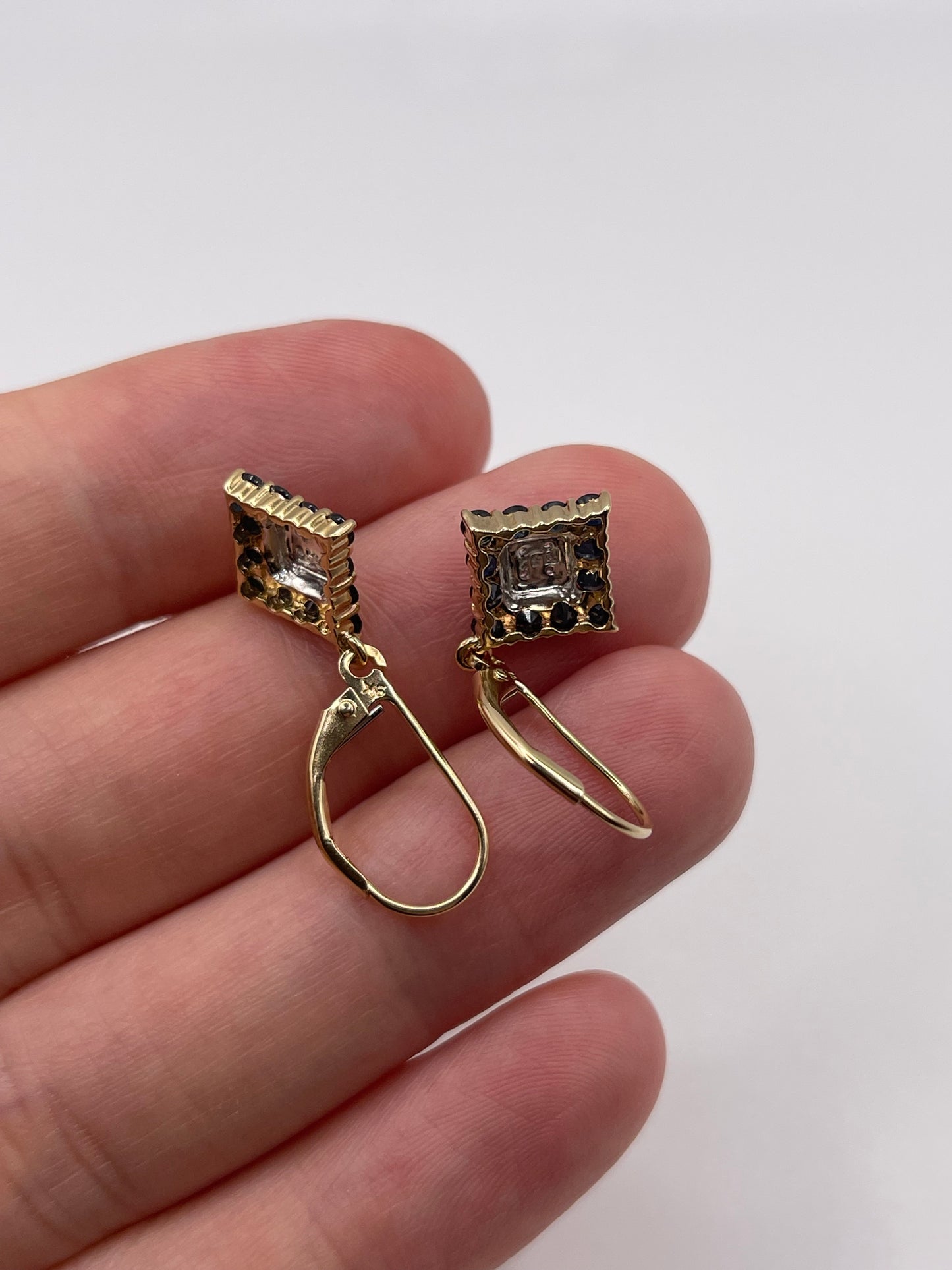 9ct gold sapphire and diamond earrings
