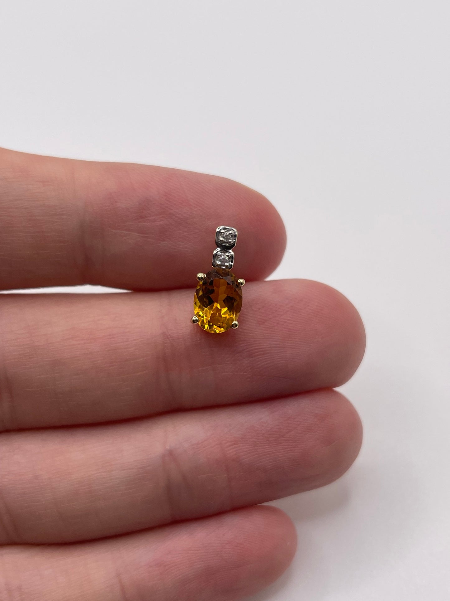 9ct gold citrine and zircon pendant