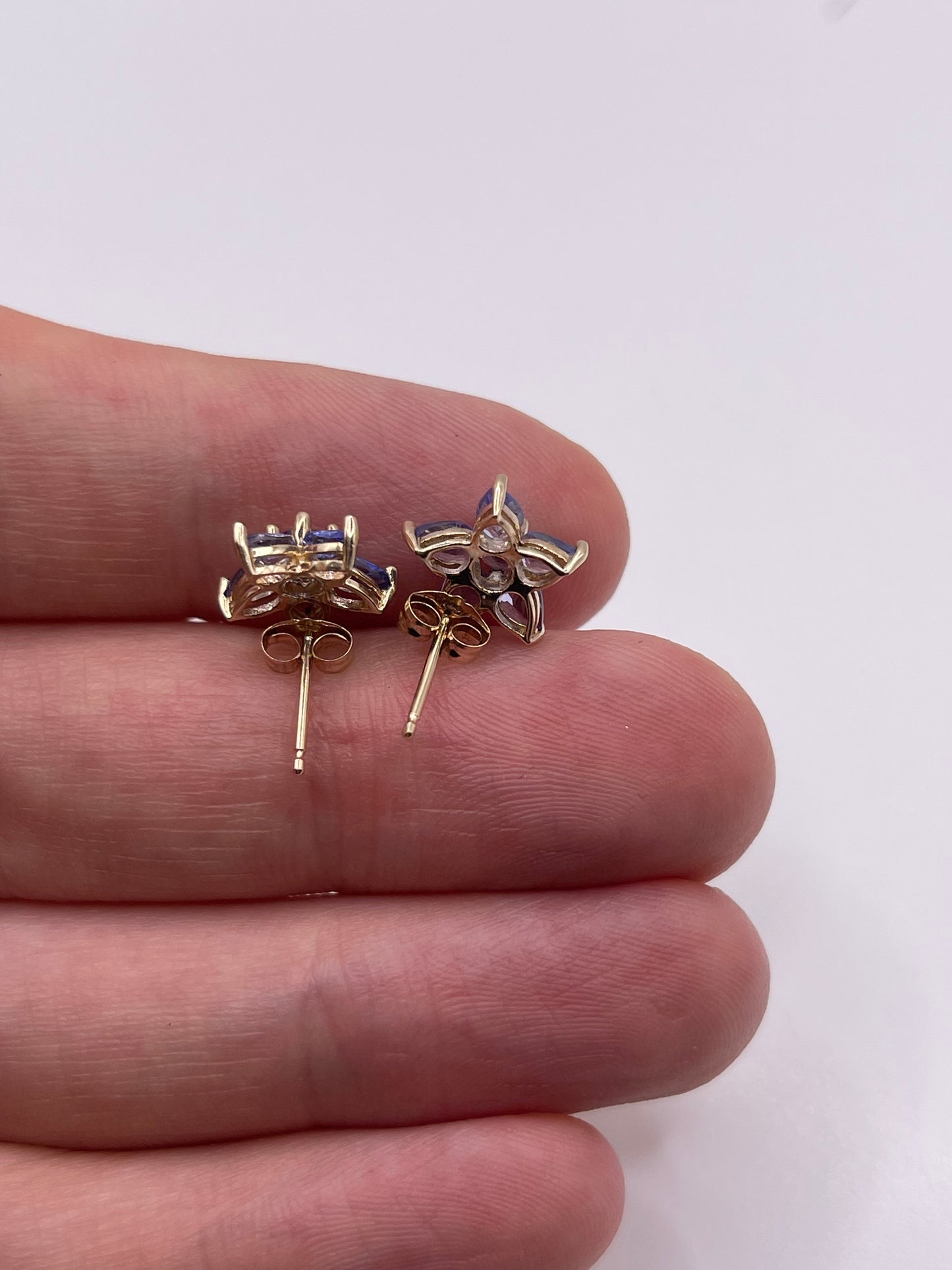 9ct gold tanzanite cluster earrings