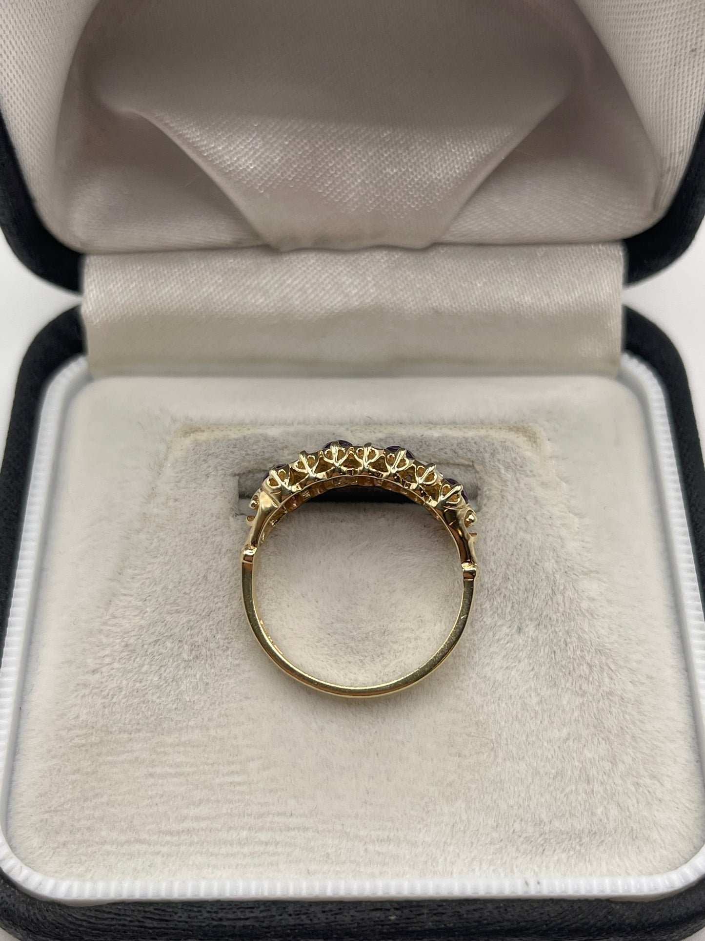 9ct gold opal and amethyst ring