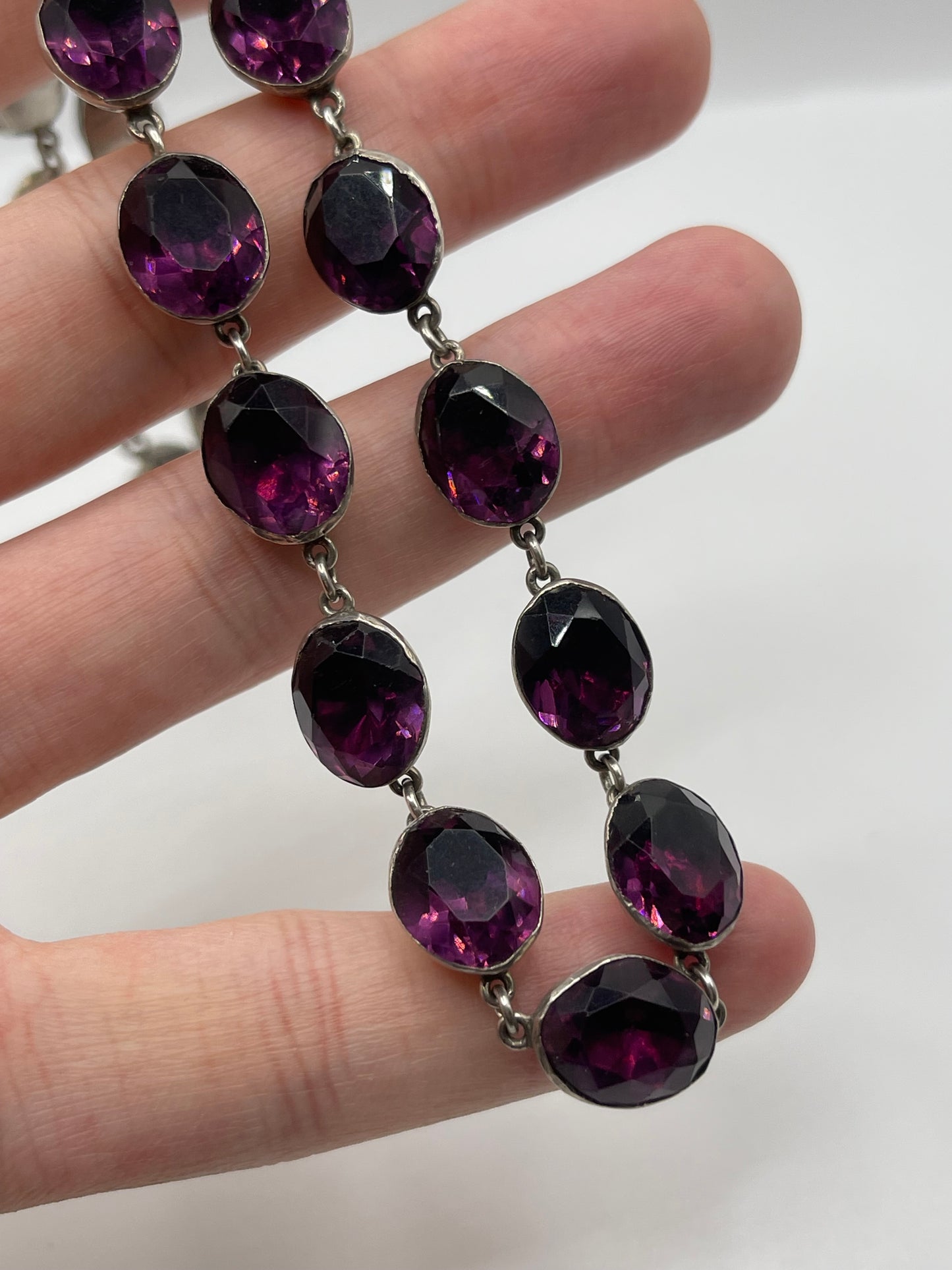 Antique silver paste rivière necklace