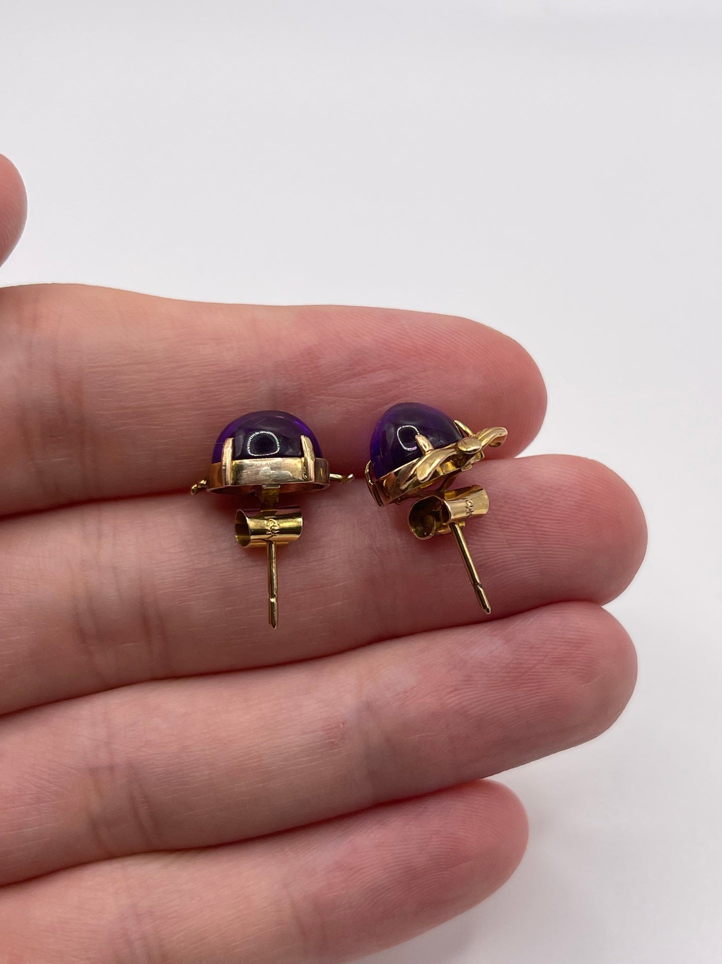 14ct gold cabochon amethyst earrings