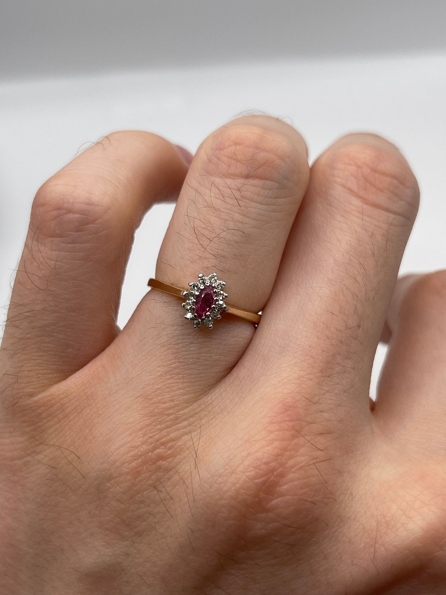 9ct gold ruby and diamond ring