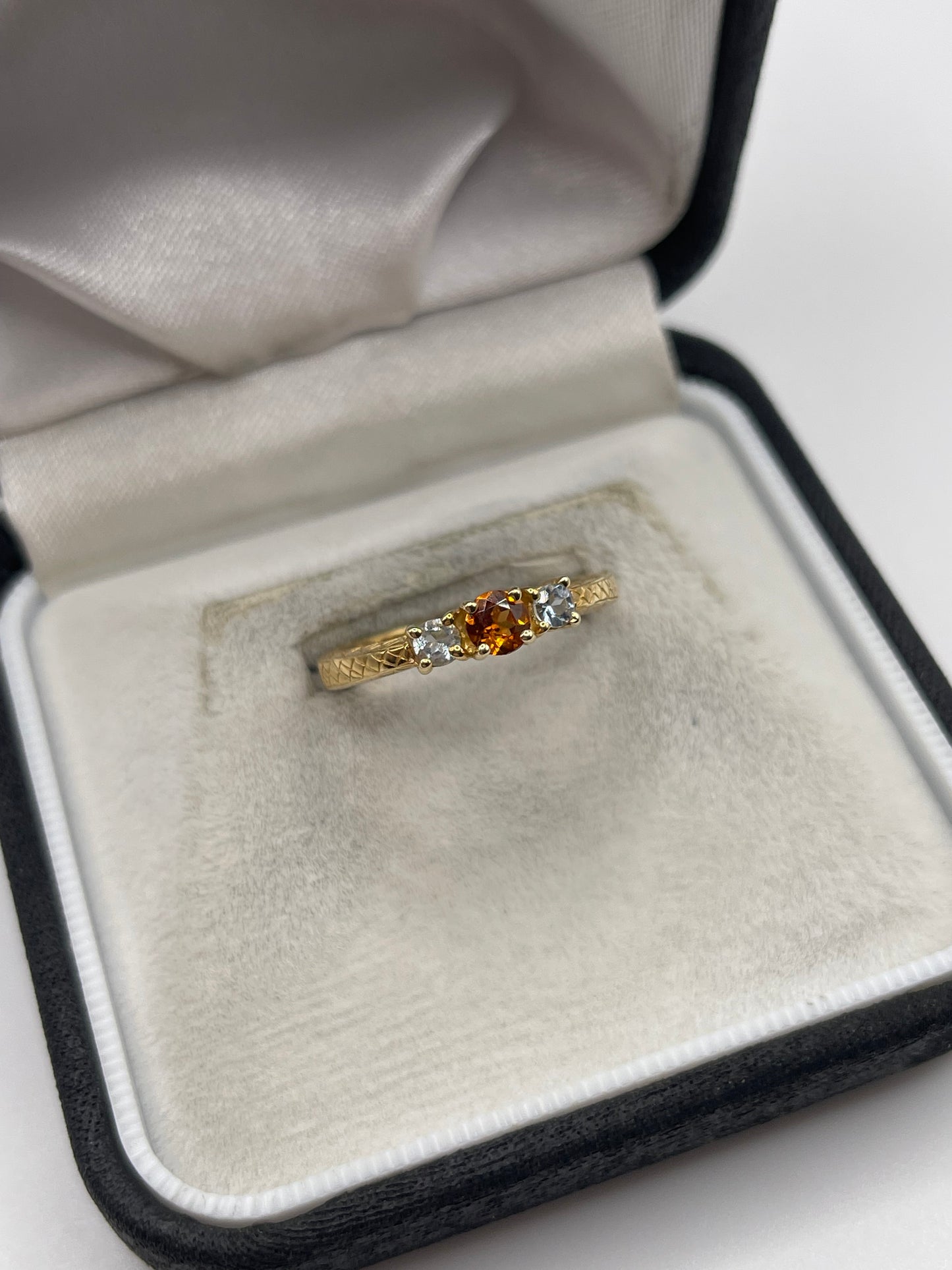 9ct gold citrine and topaz ring